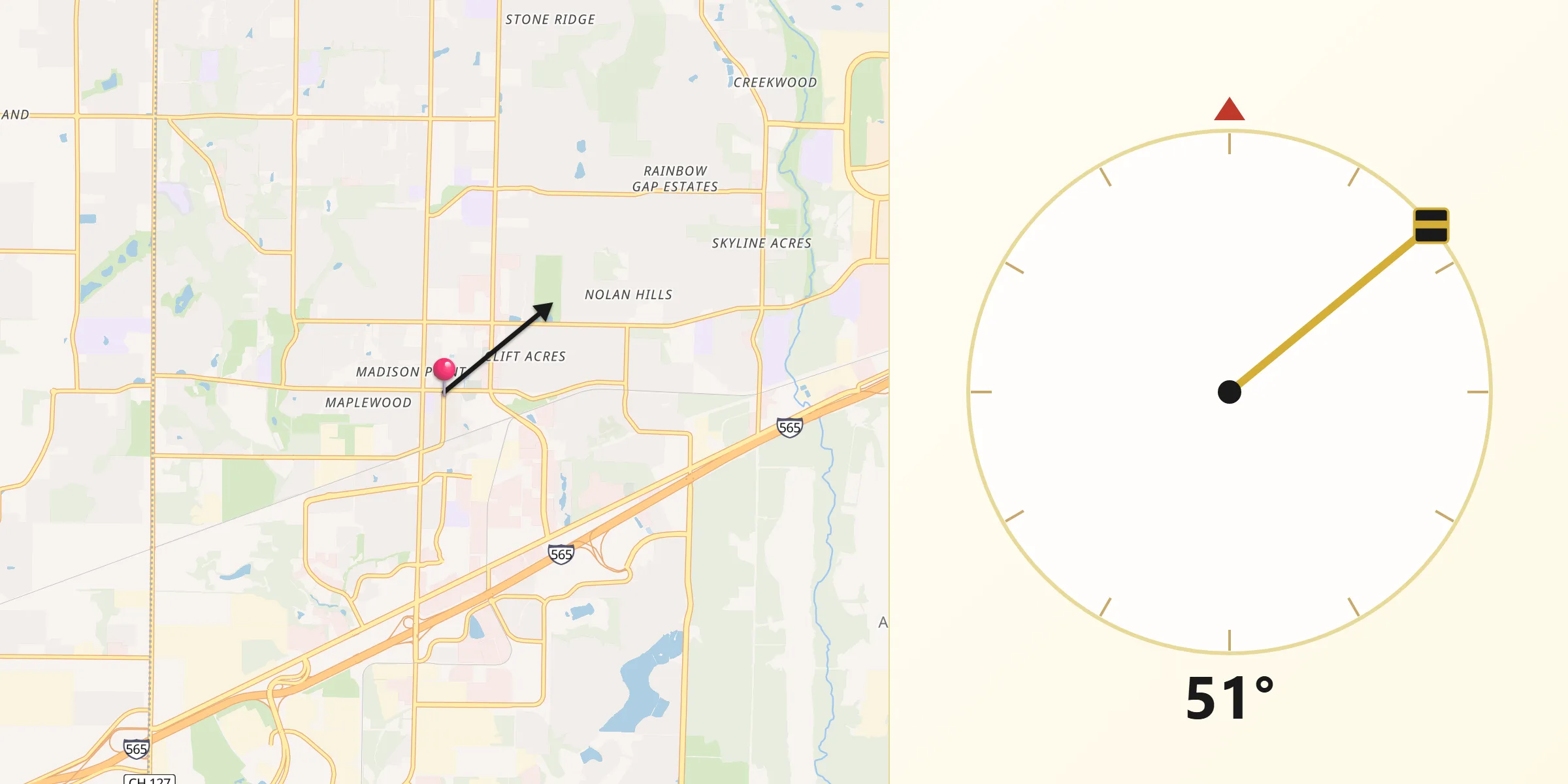 Qibla Direction from Madison