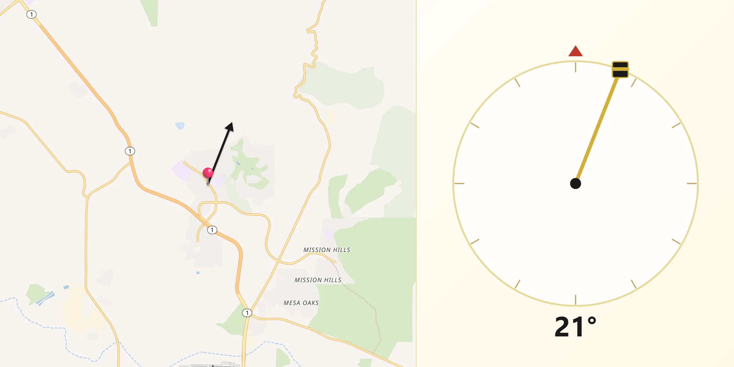 Qibla Direction from Vandenberg Village