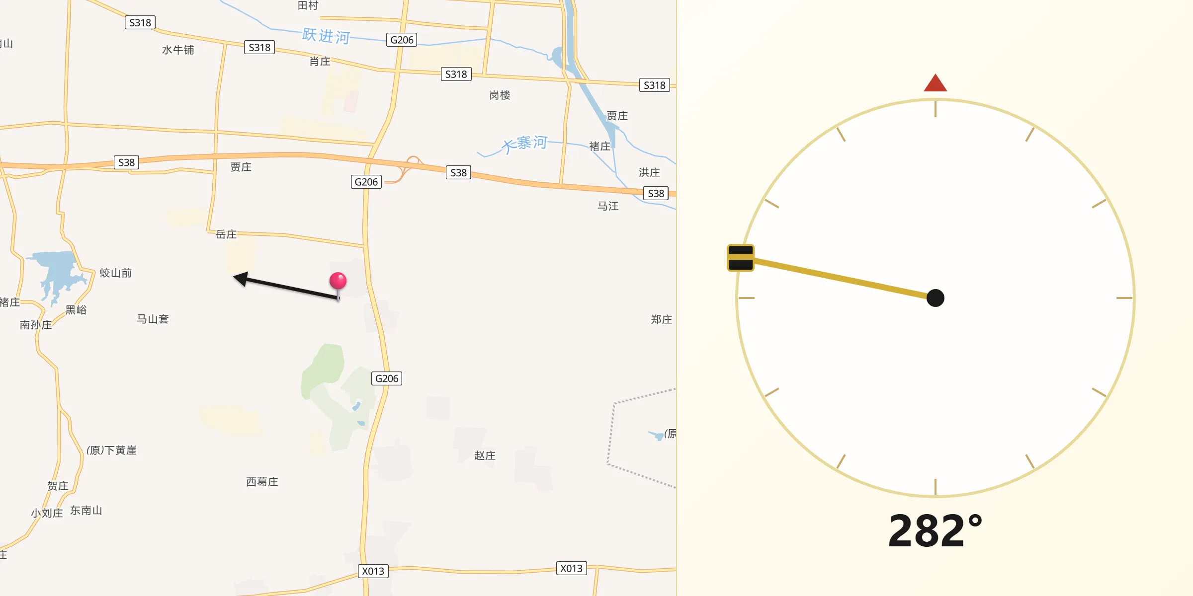 从后黄山湖村朝向麦加的方向