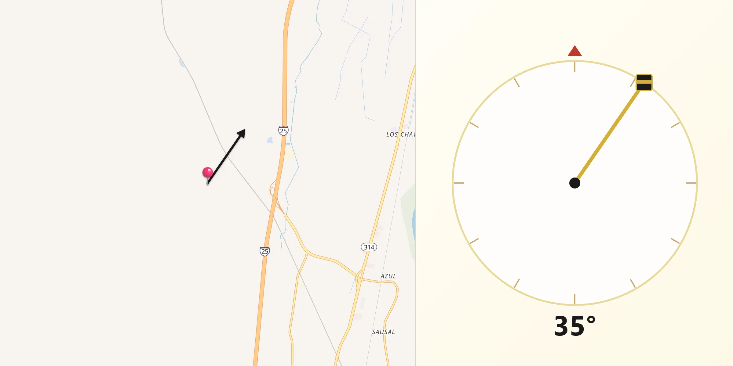 Qibla Direction from Valencia County