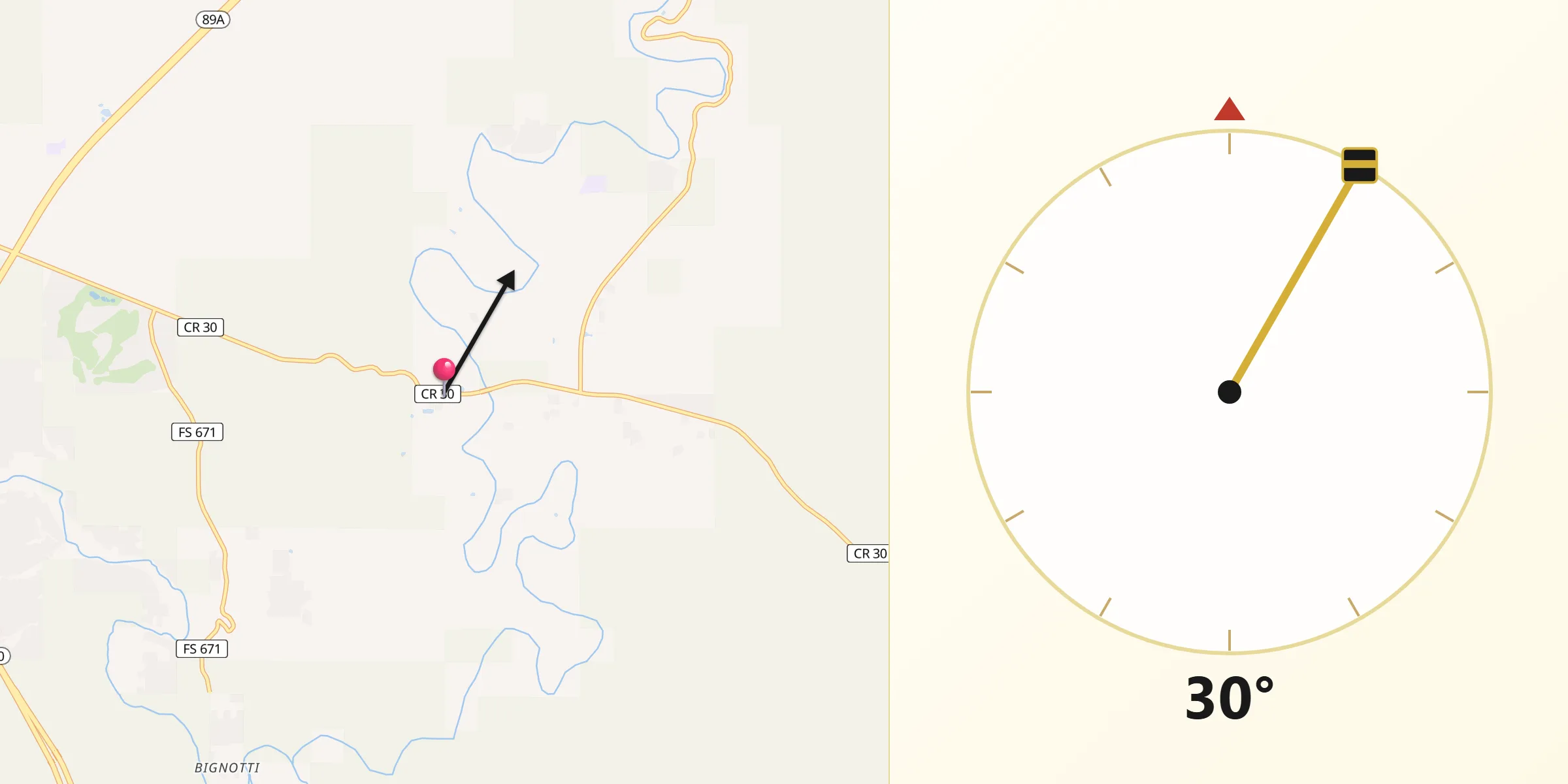 Qibla Direction from Cornville