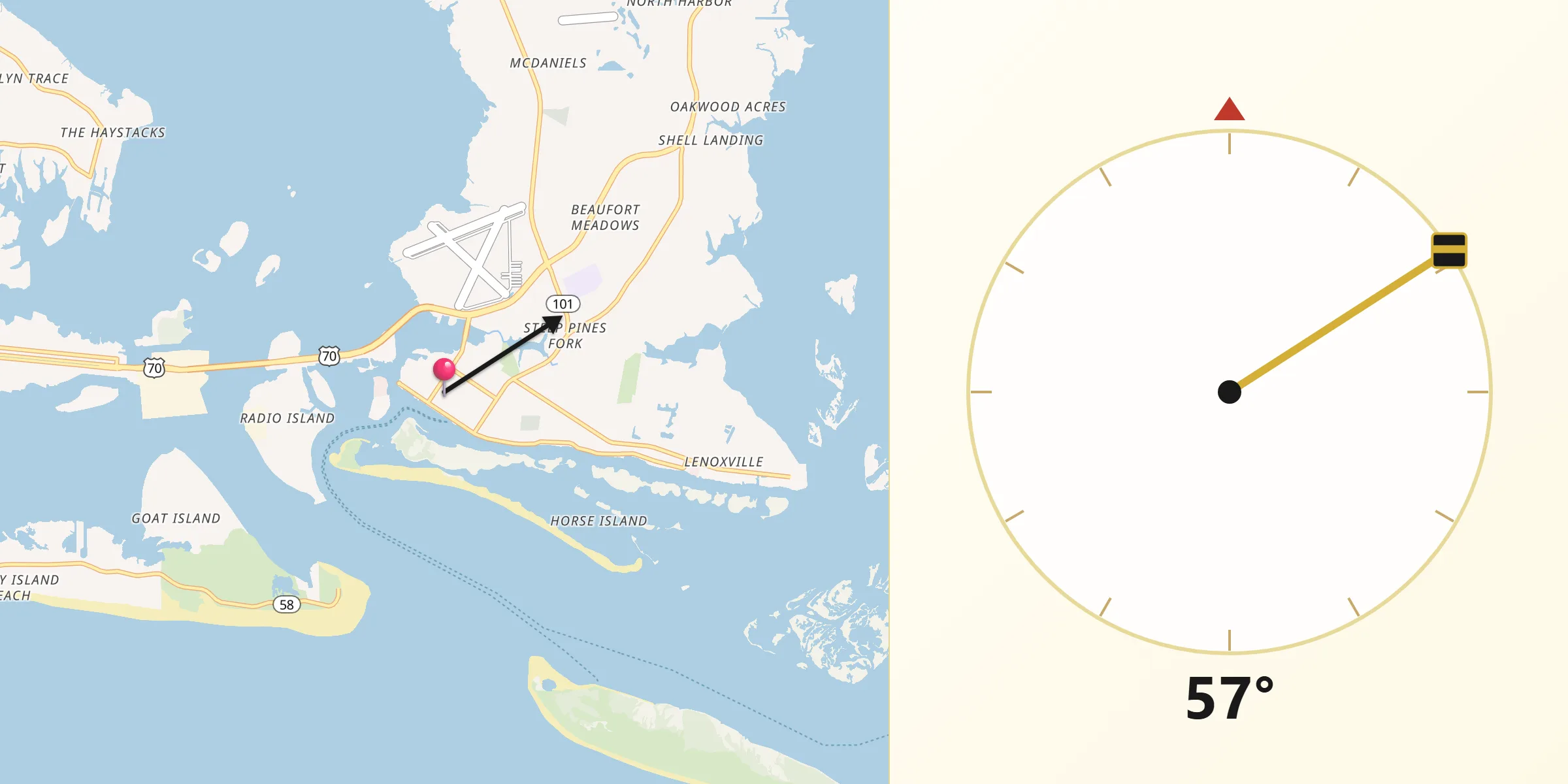 Qibla Direction from Beaufort