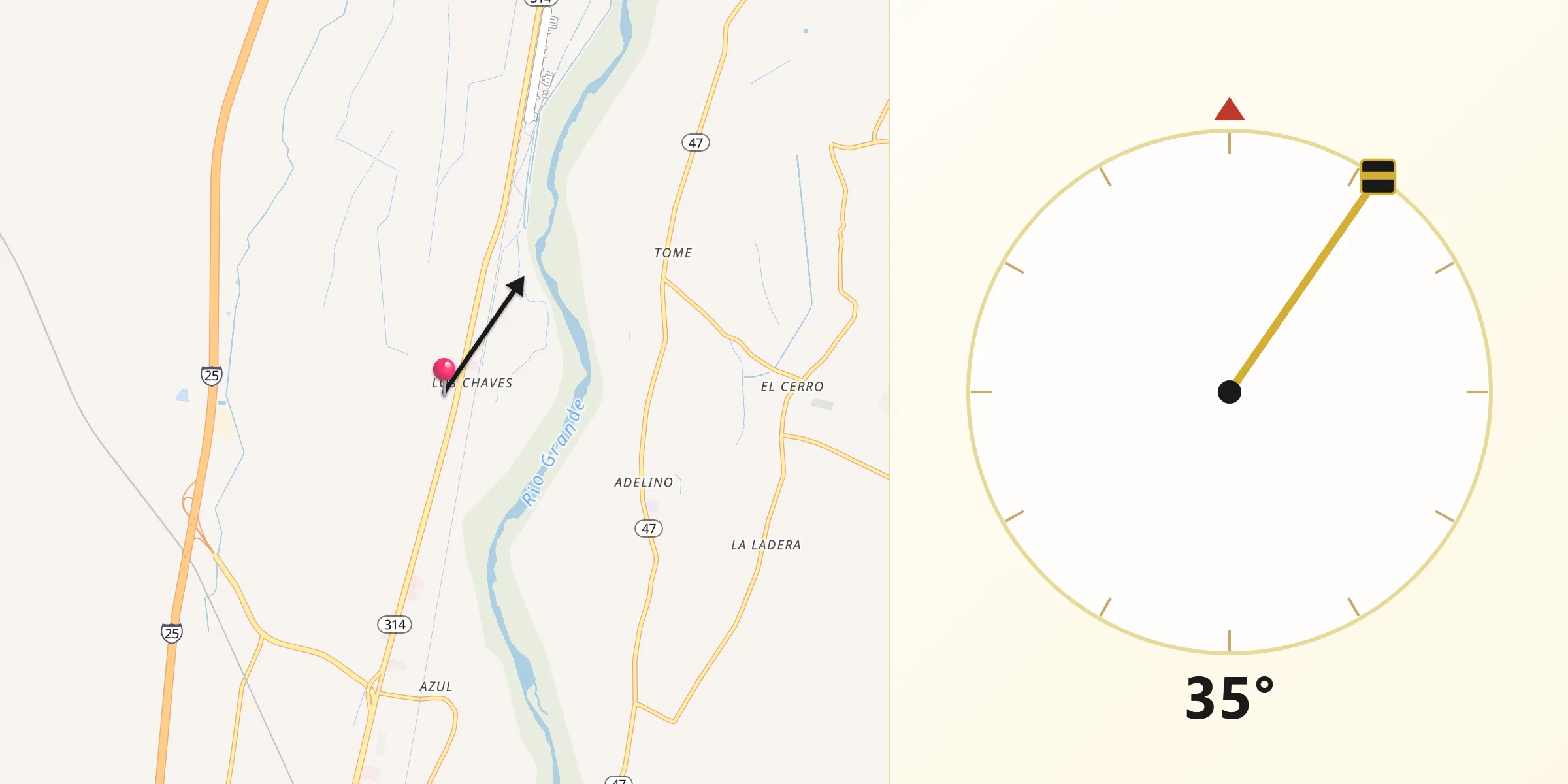 Qibla Direction from Los Chavez