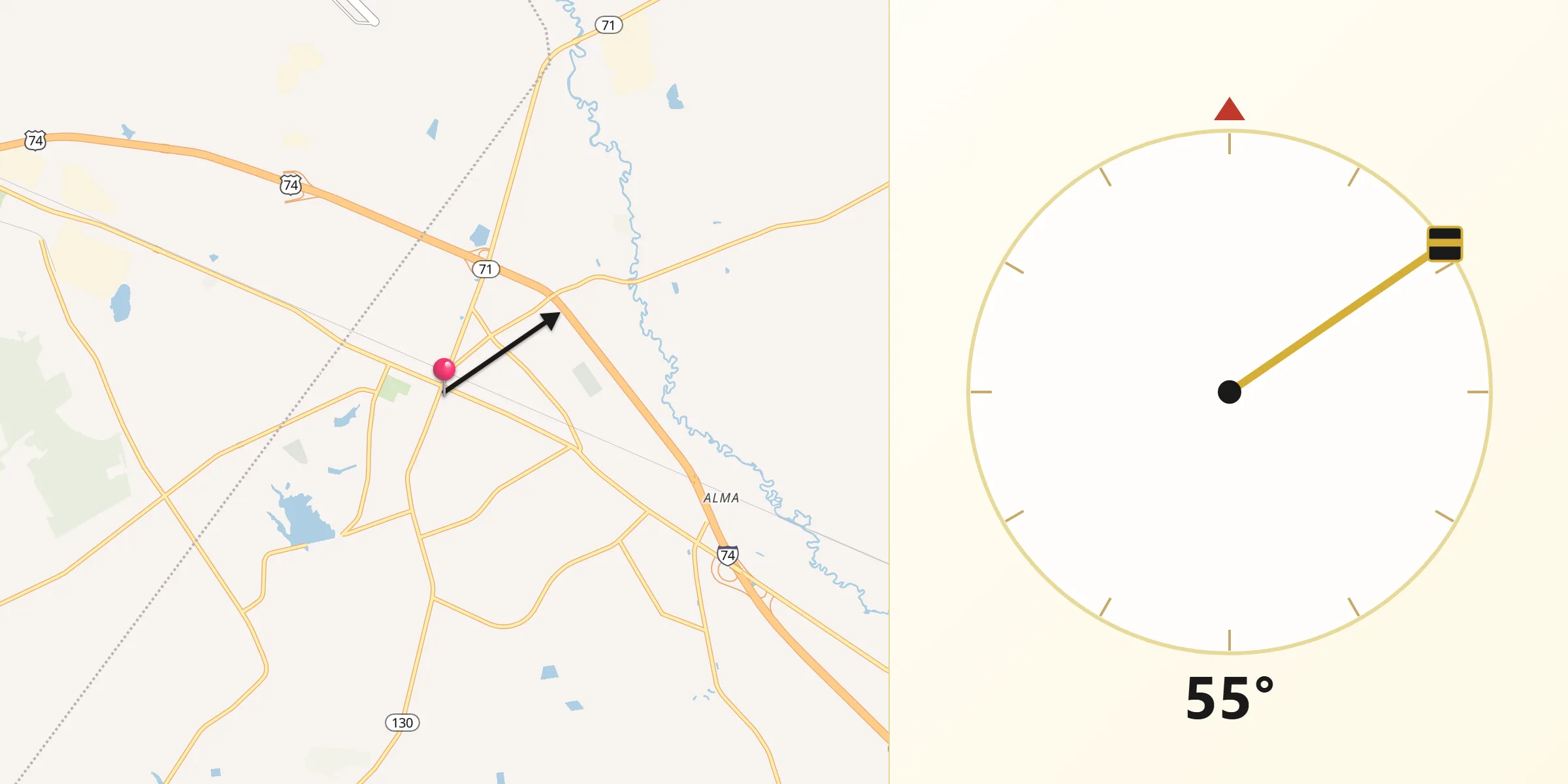 Qibla Direction from Maxton