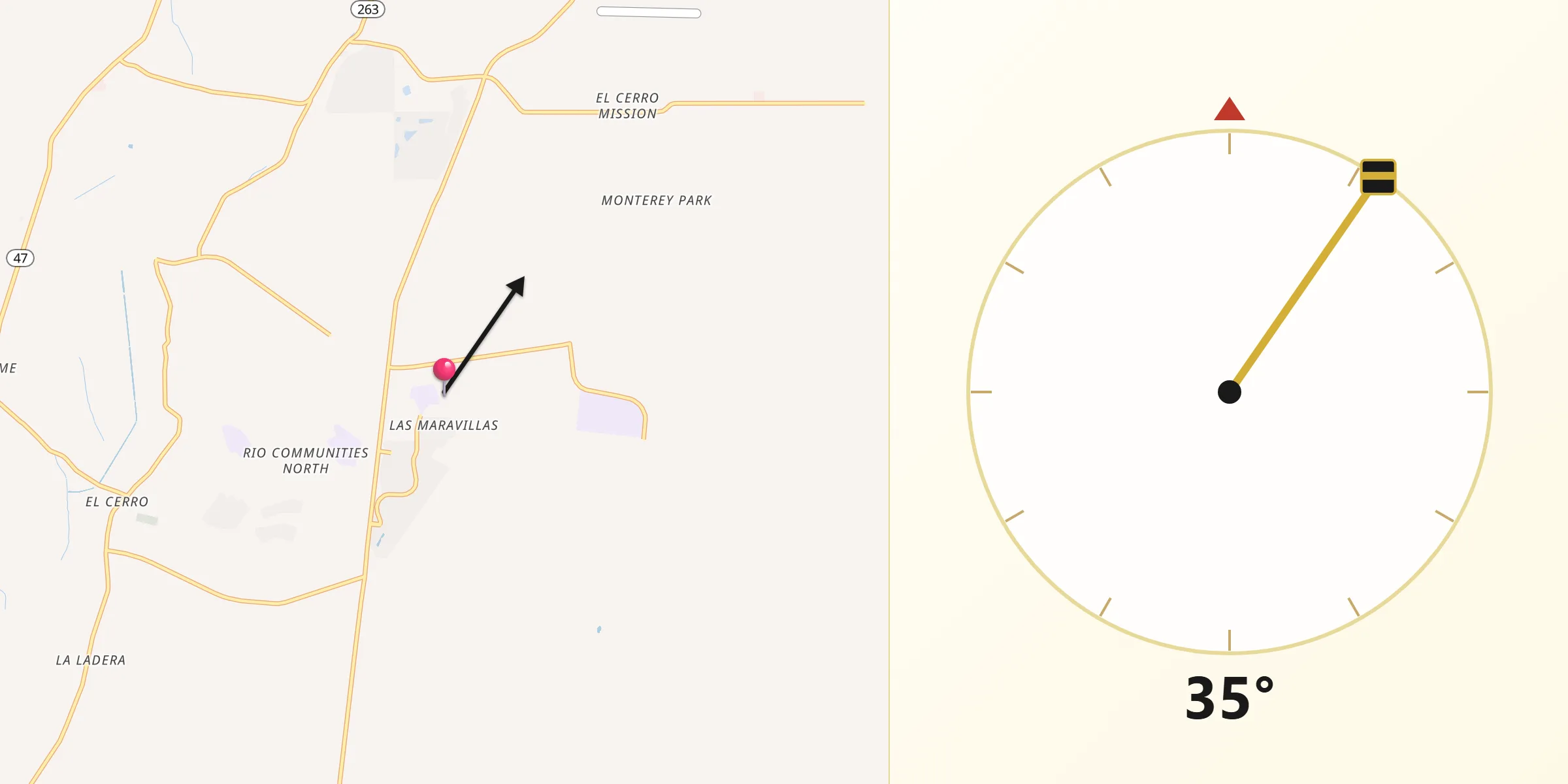 Qibla Direction from Las Maravillas