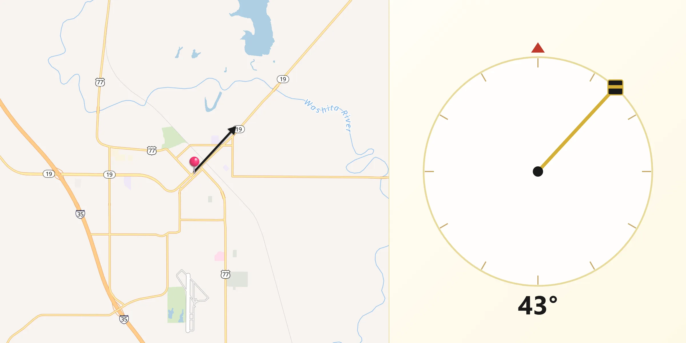 Qibla Direction from Pauls Valley