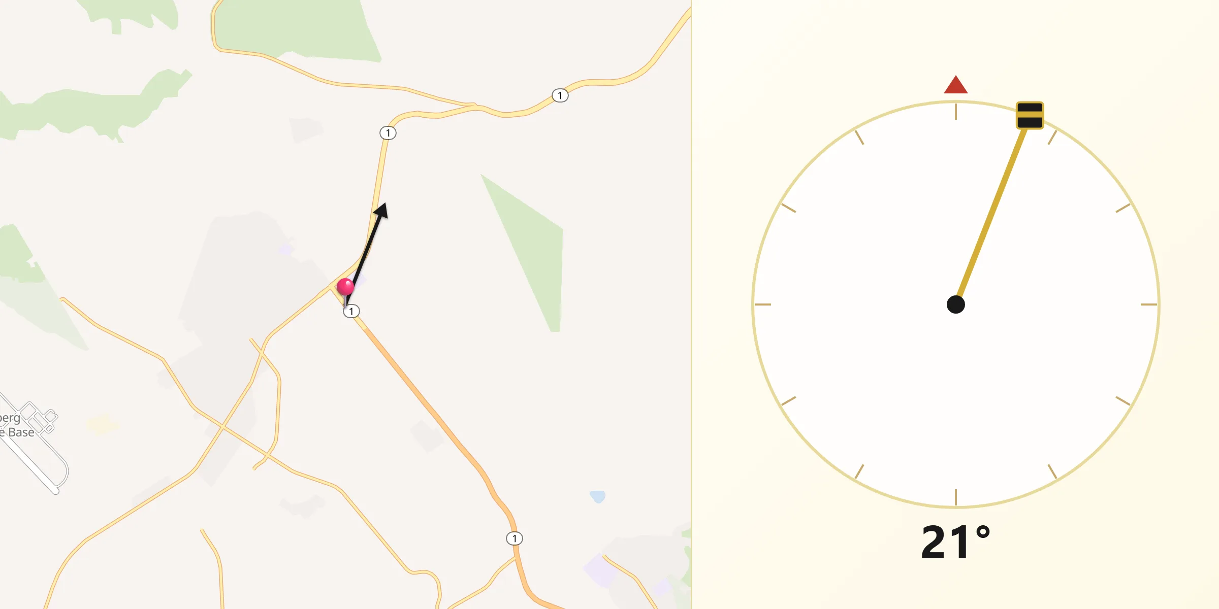 Qibla Direction from Vandenberg Air Force Base