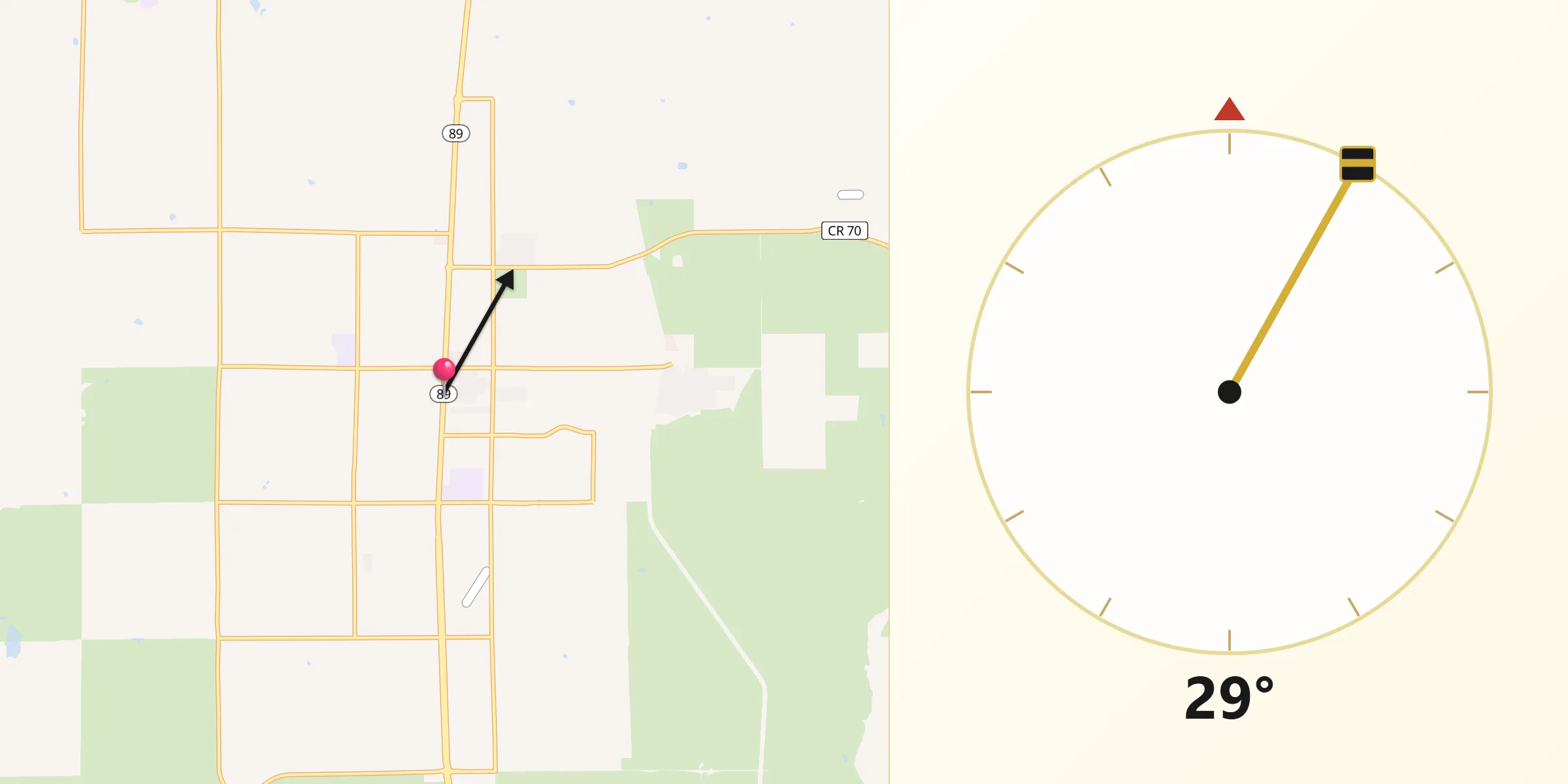 Qibla Direction from Chino Valley