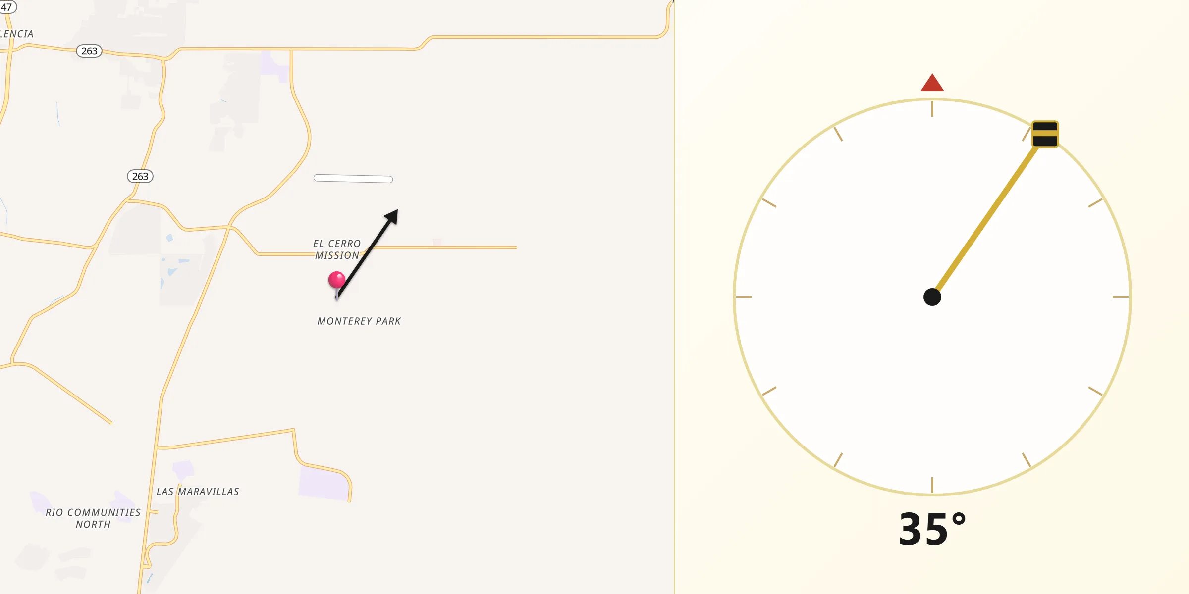 Qibla Direction from El Cerro Mission