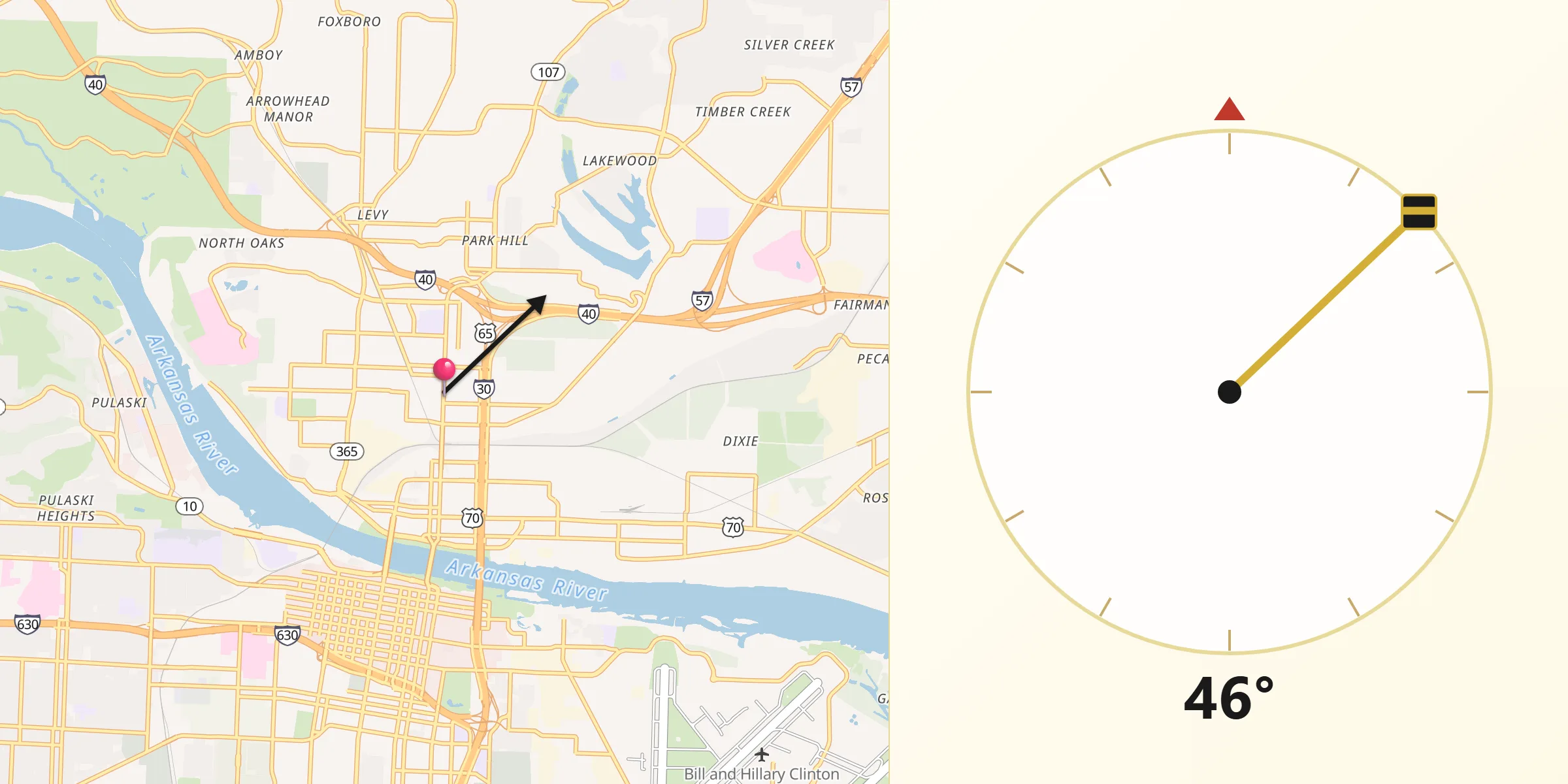 Qibla Direction from North Little Rock