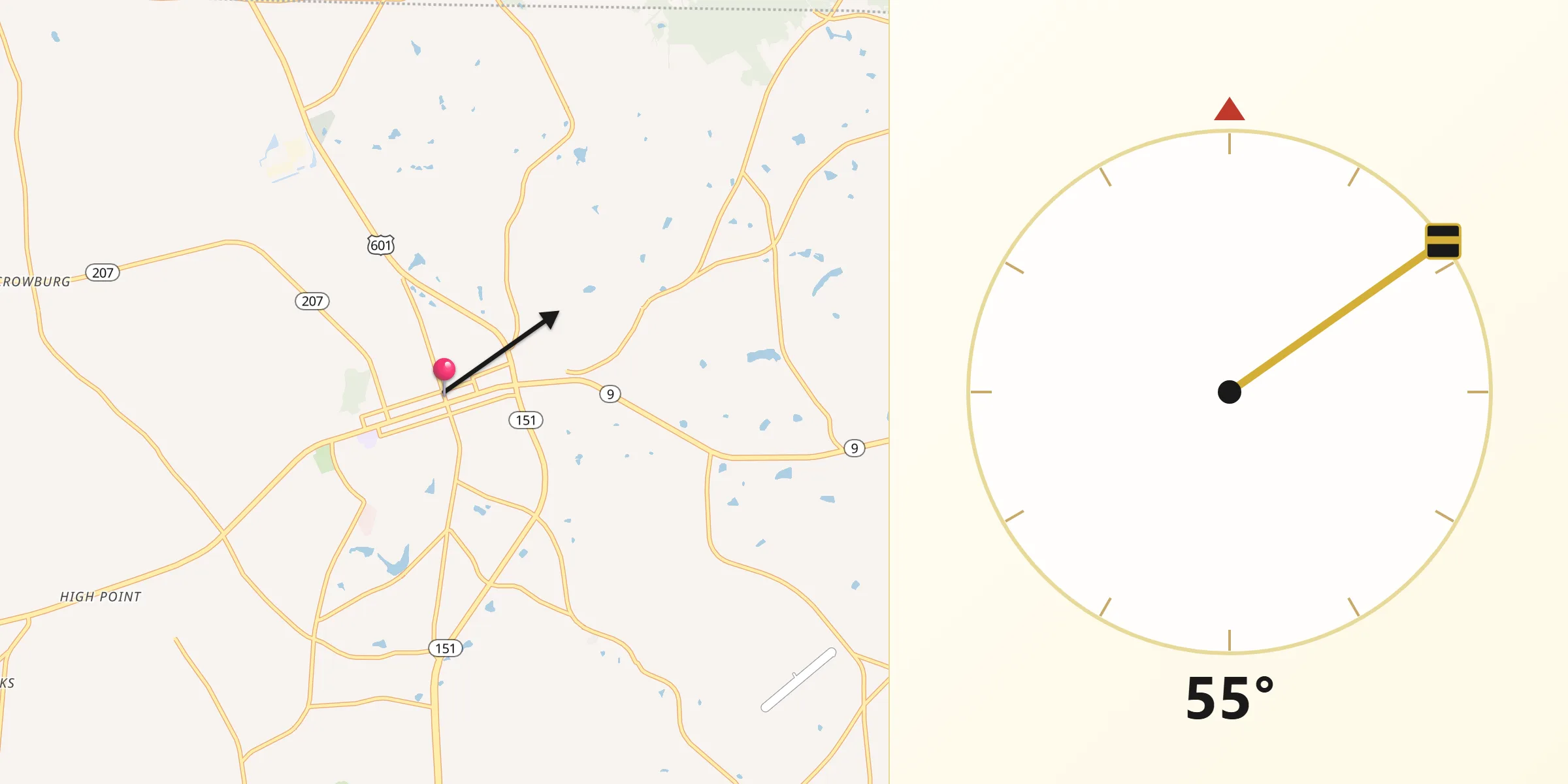 Qibla Direction from Pageland