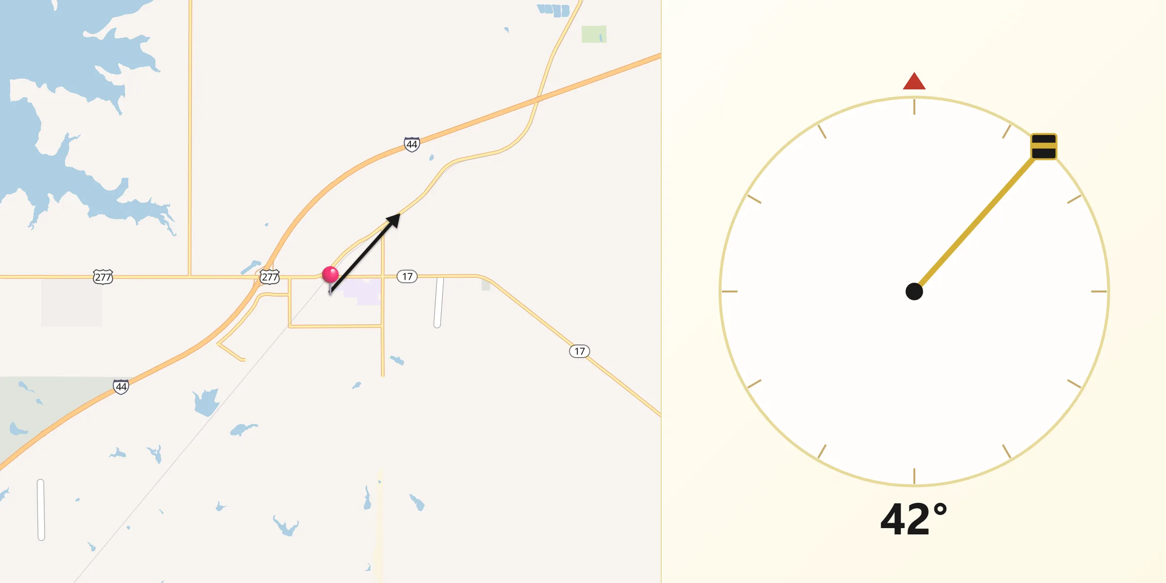 Dirección de la Qibla desde Elgin