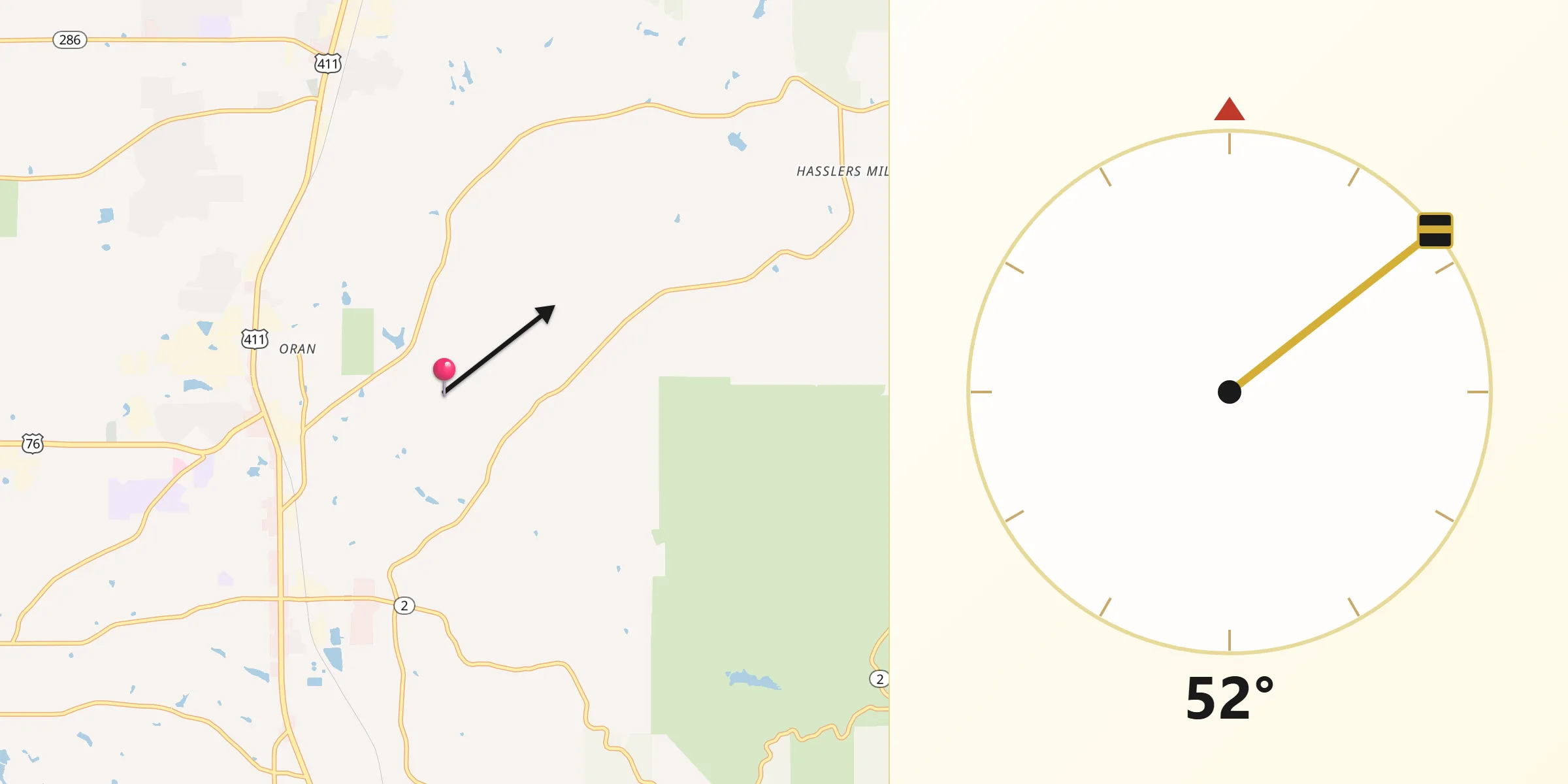 Qibla Direction from Murray
