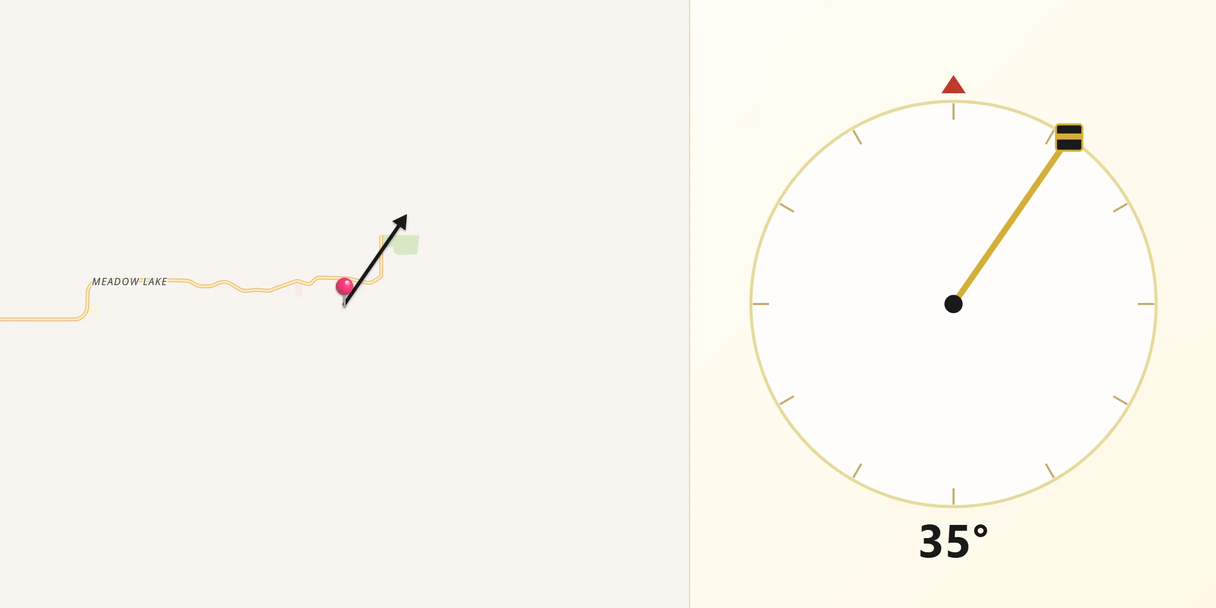 Qibla Direction from Meadow Lake