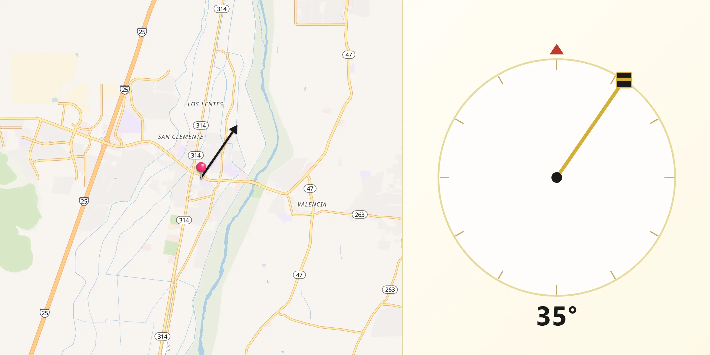 Qibla Direction from Los Lunas