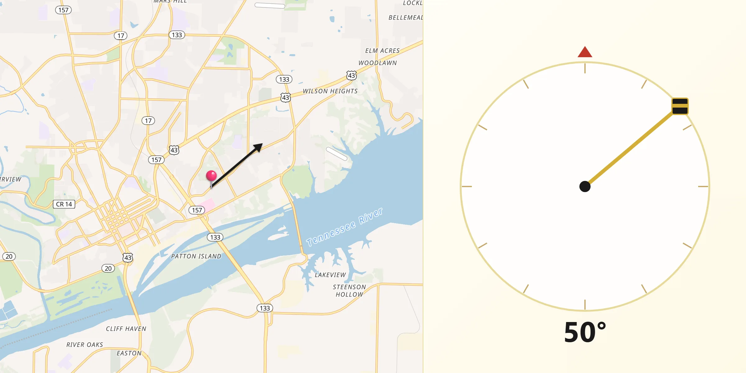 Qibla Direction from East Florence
