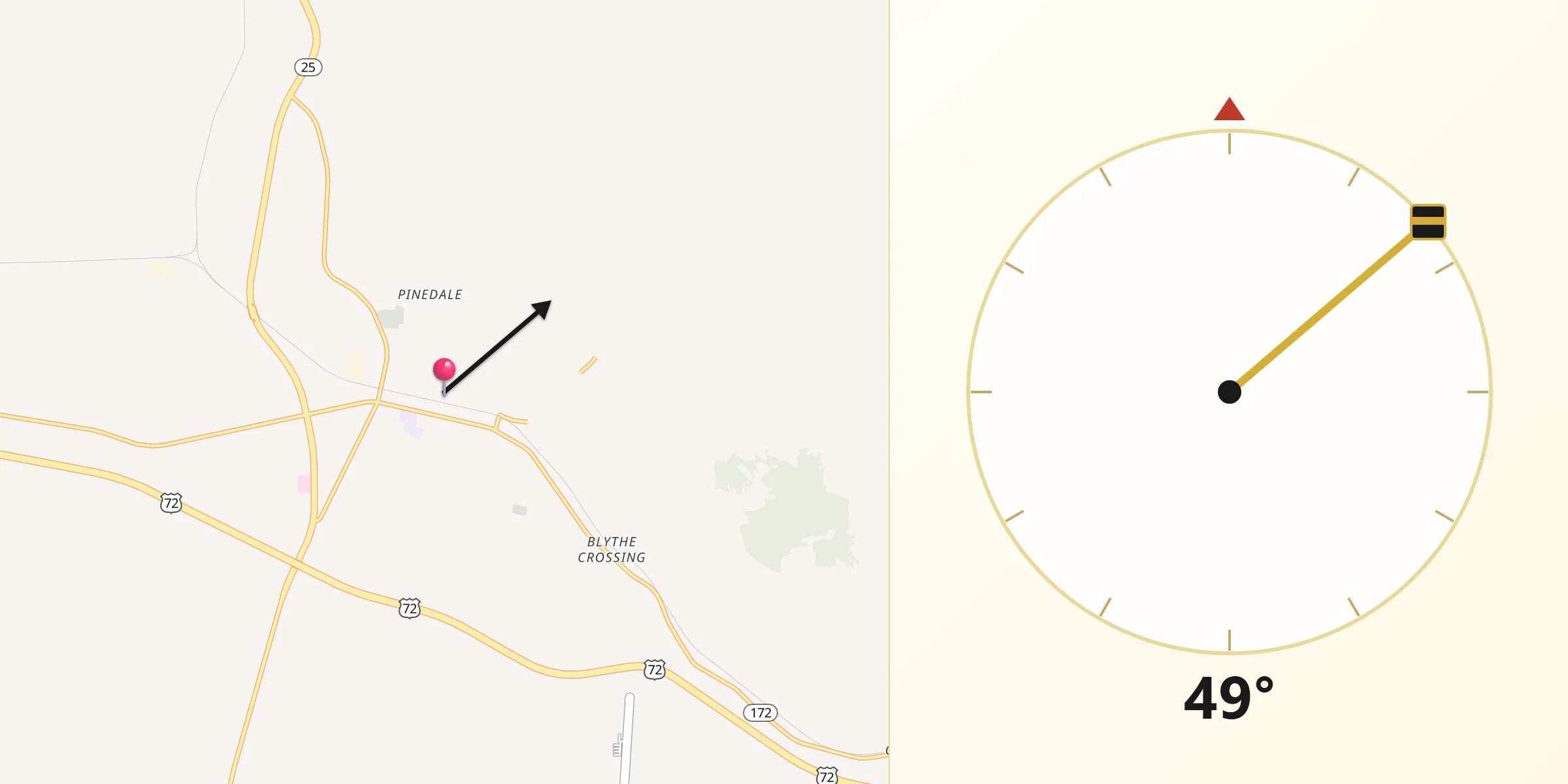 Qibla Direction from Iuka