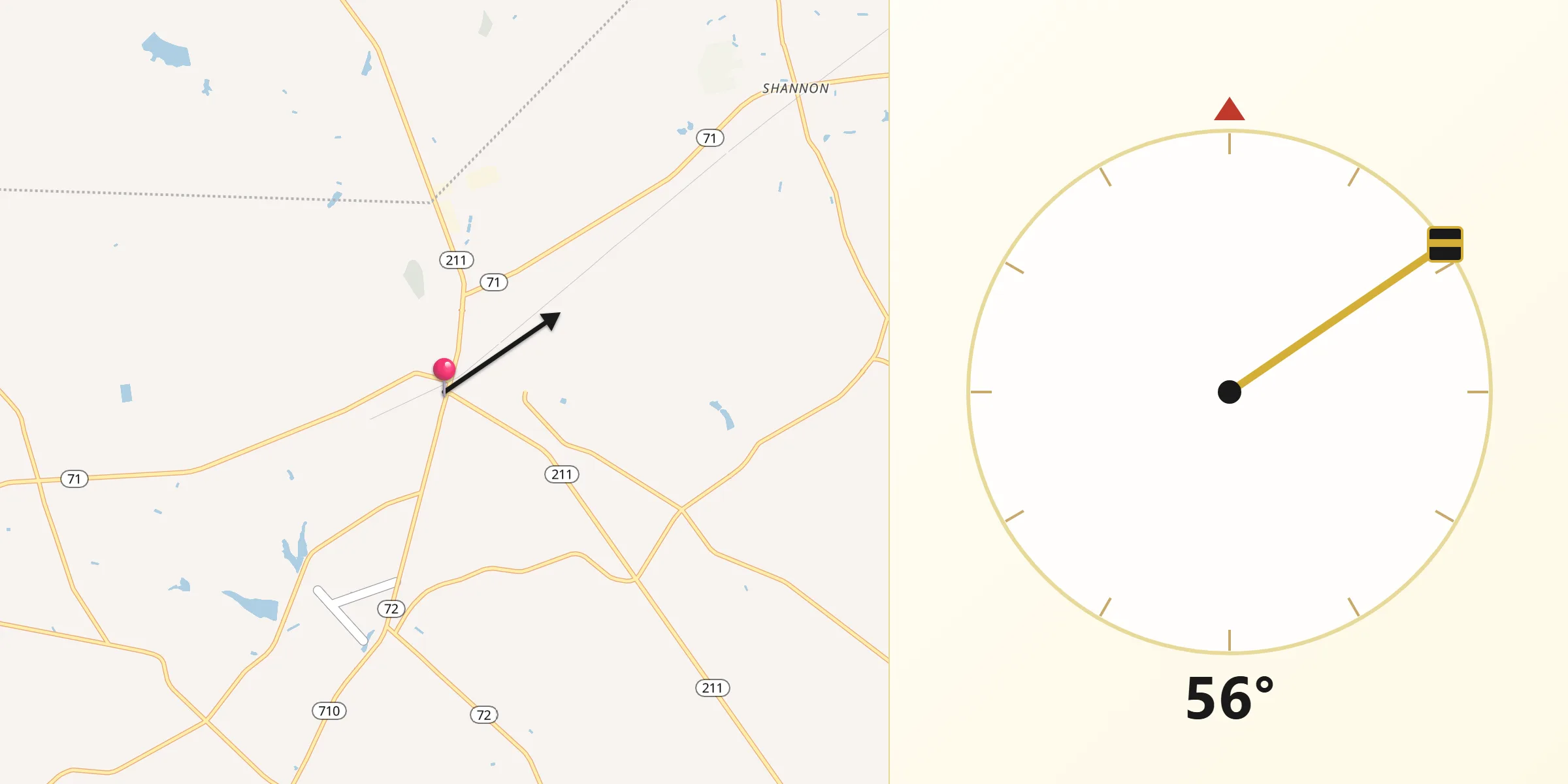 Qibla Direction from Red Springs