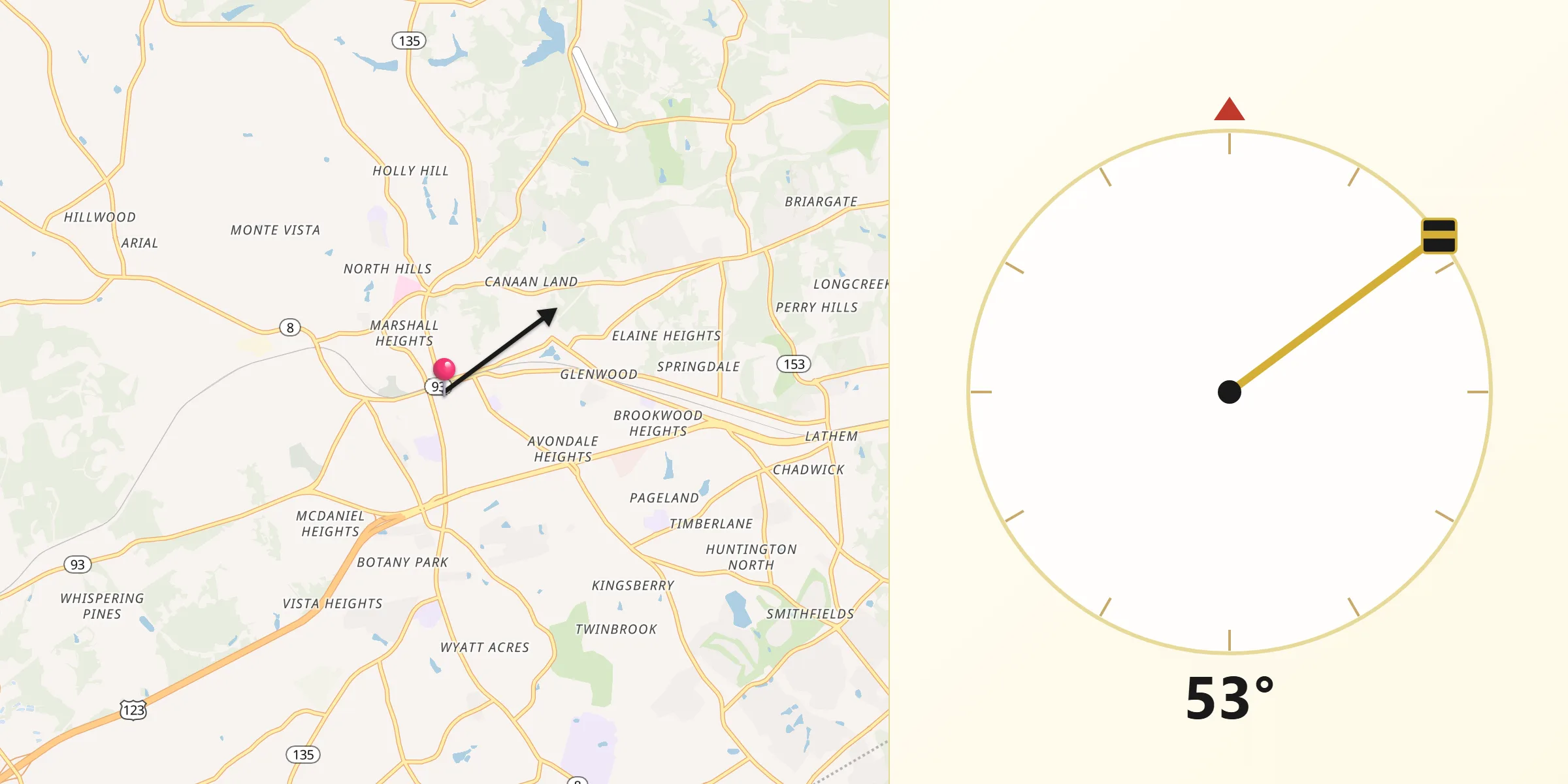 Qibla Direction from Easley