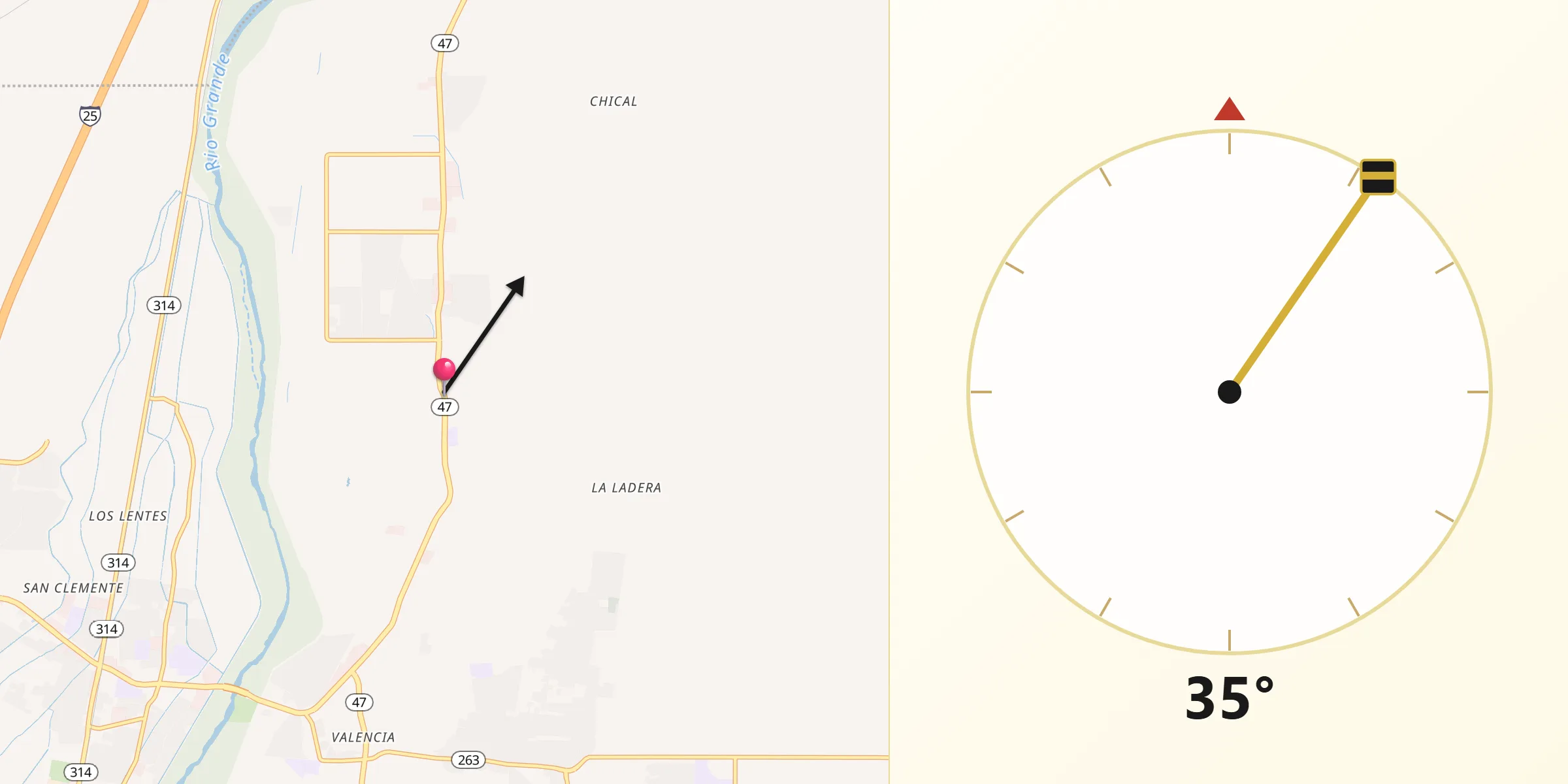 Qibla Direction from Peralta