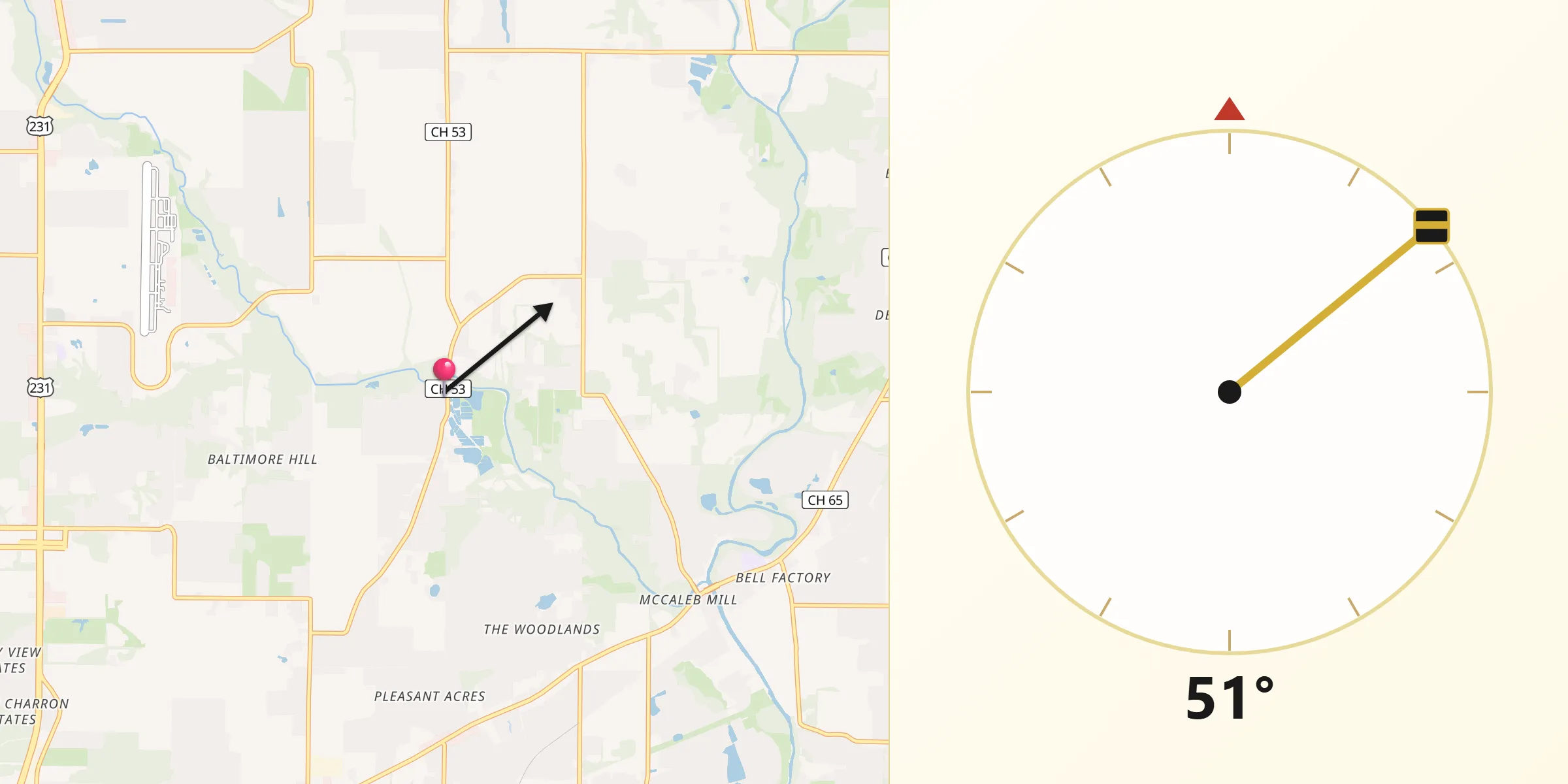 Qibla Direction from Moores Mill