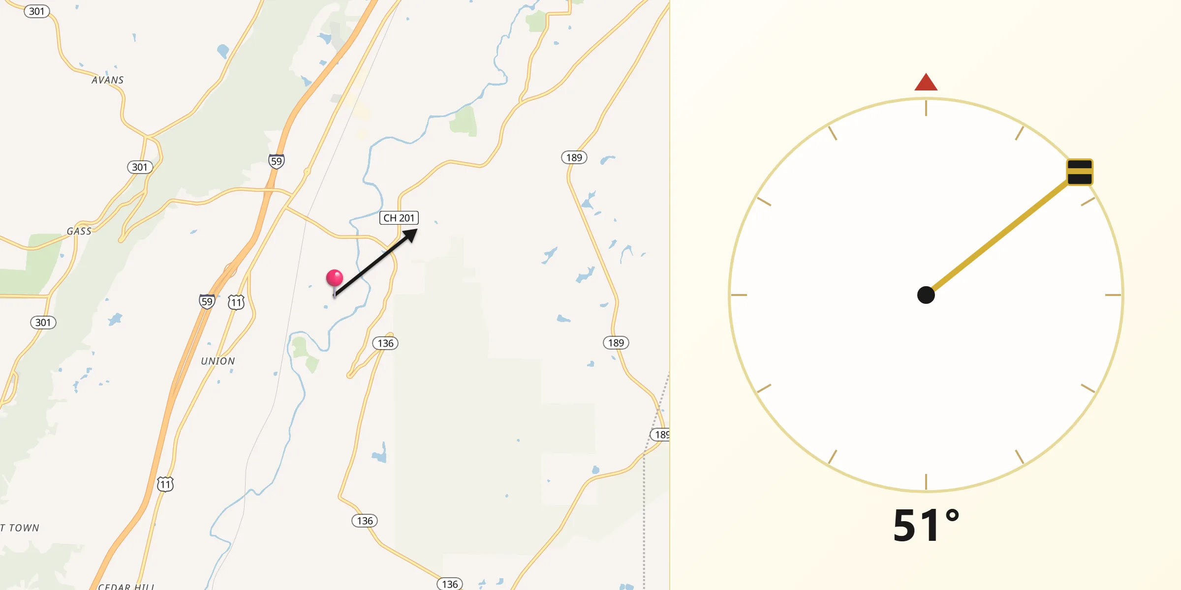 Qibla Direction from Dade