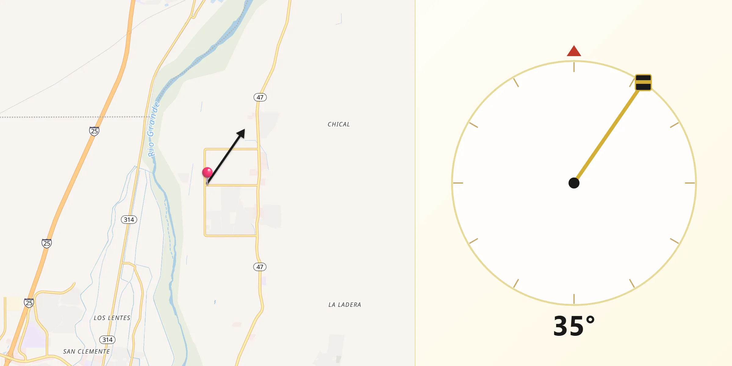 Qibla Direction from Bosque Farms