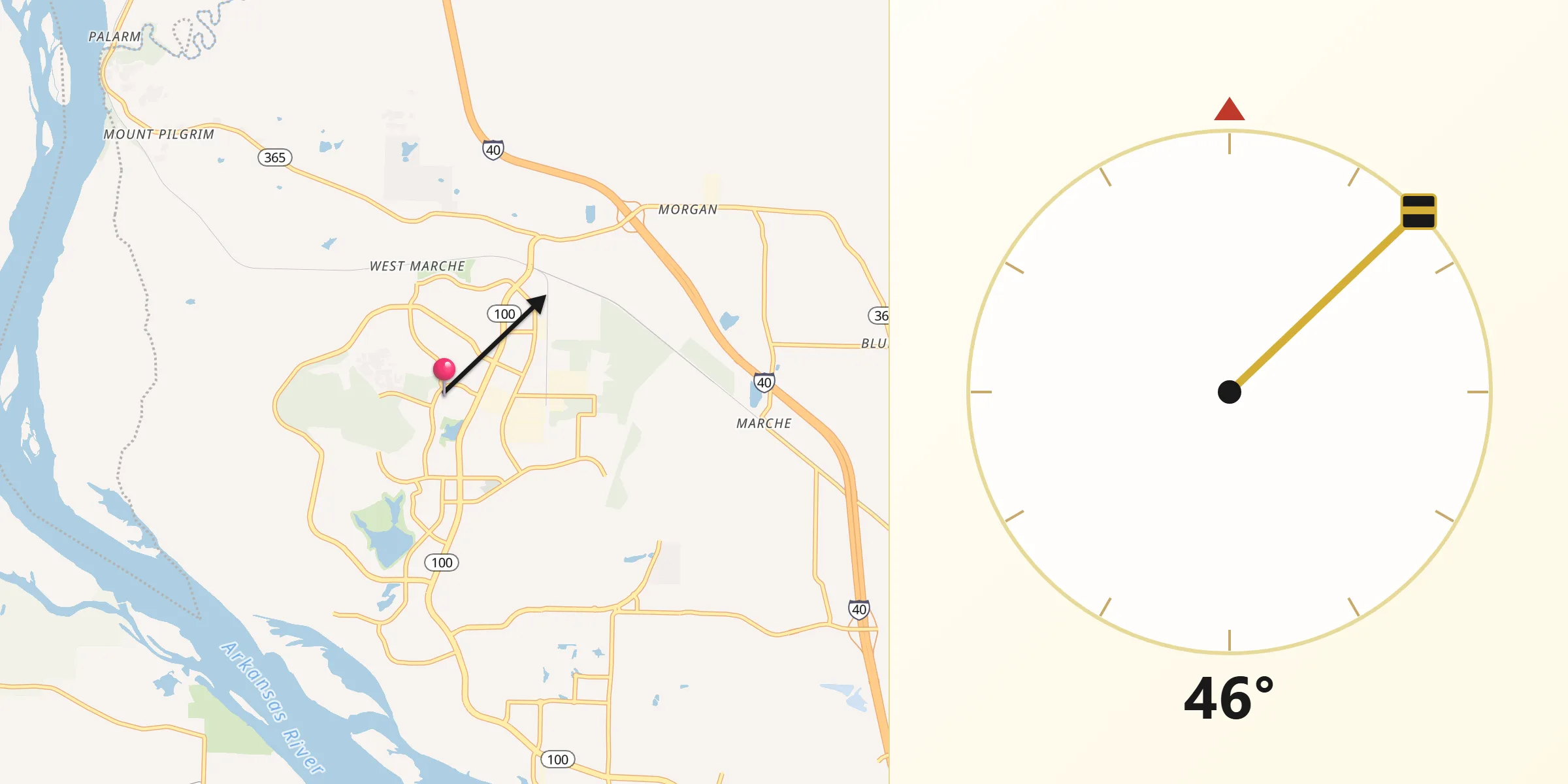 Qibla Direction from Maumelle