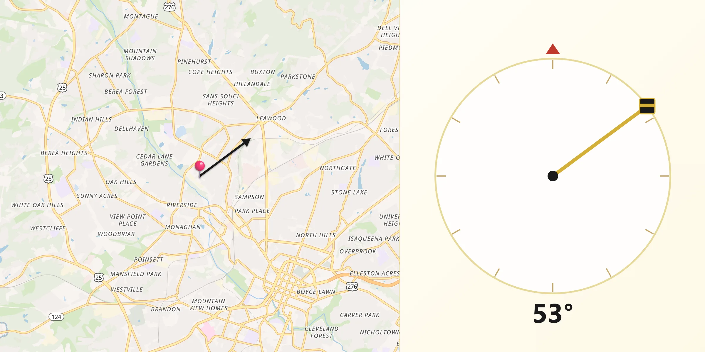 Qibla Direction from Sans Souci