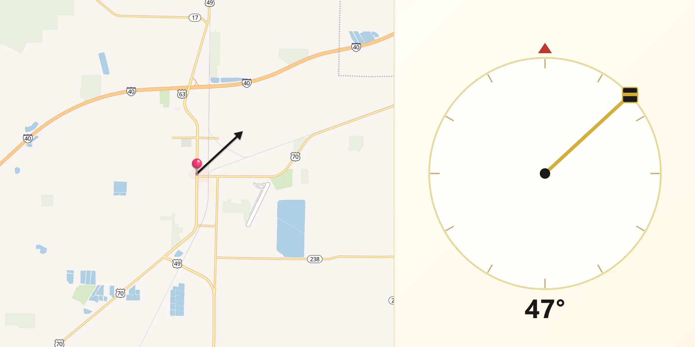 Qibla Direction from Brinkley