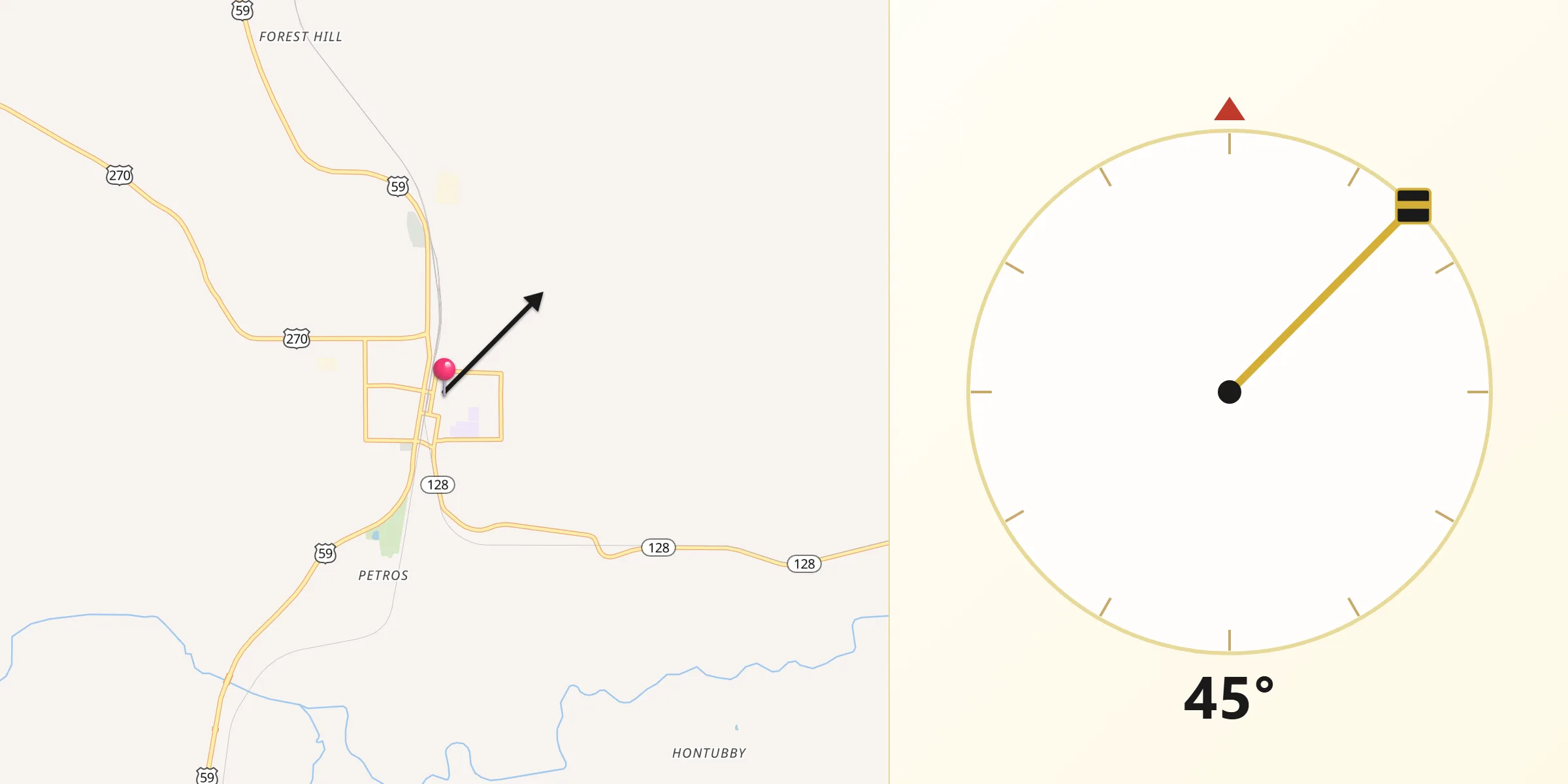 Qibla Direction from Heavener