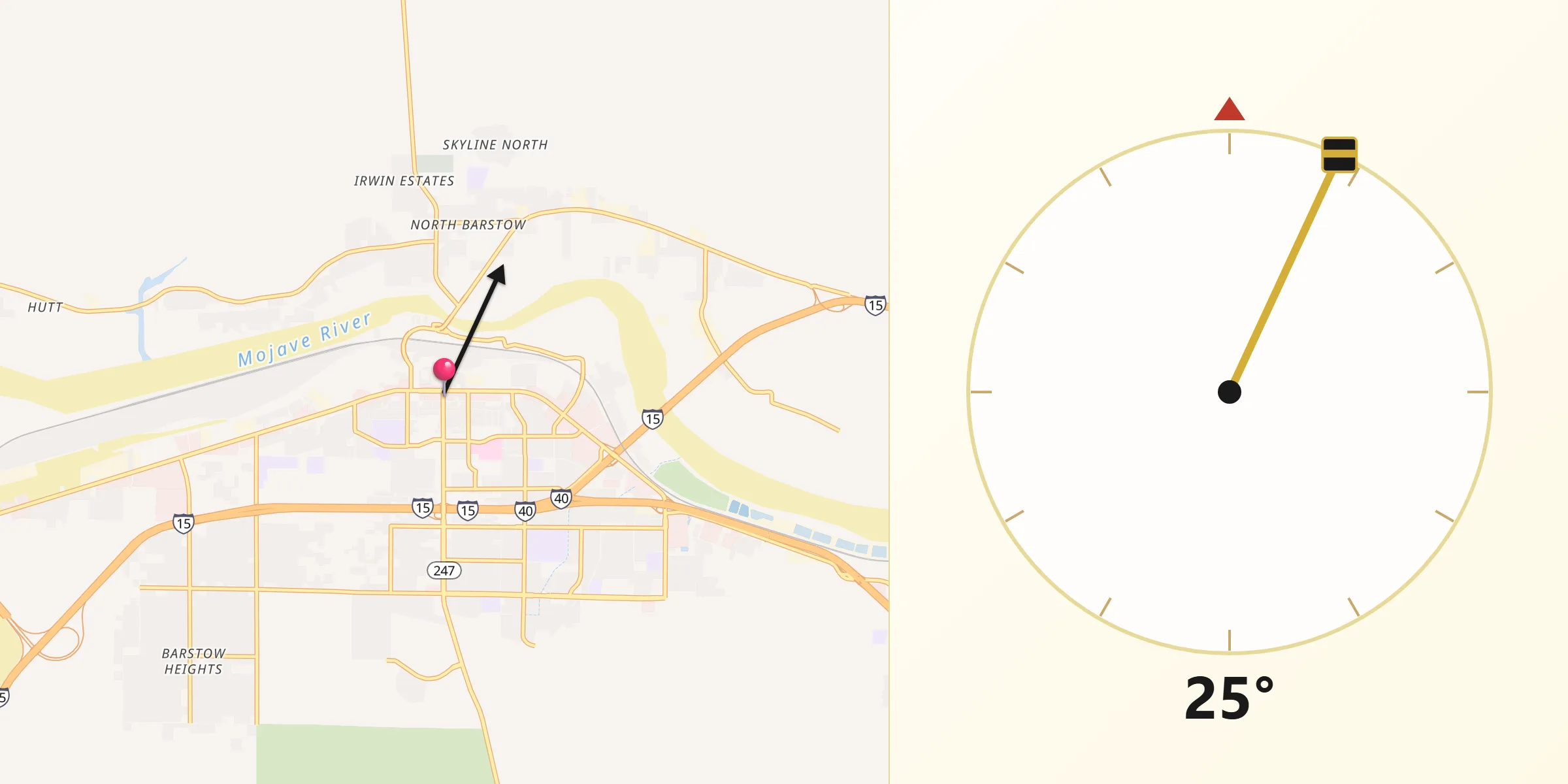 Qibla Direction from Barstow