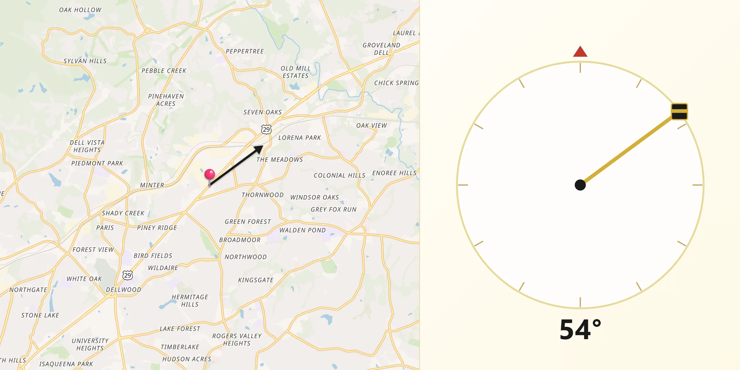 Qibla Direction from Wade Hampton