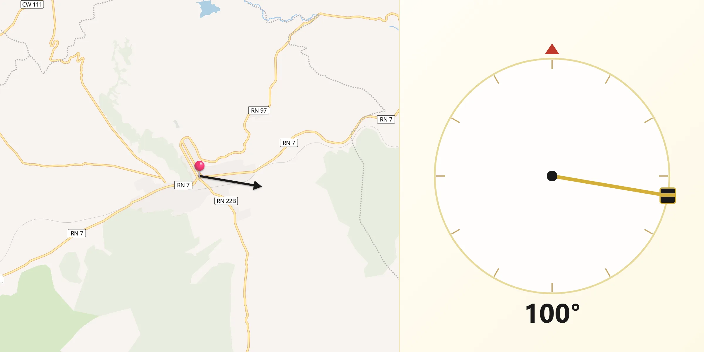 Direction vers la Qibla depuis Ouled Mimoun