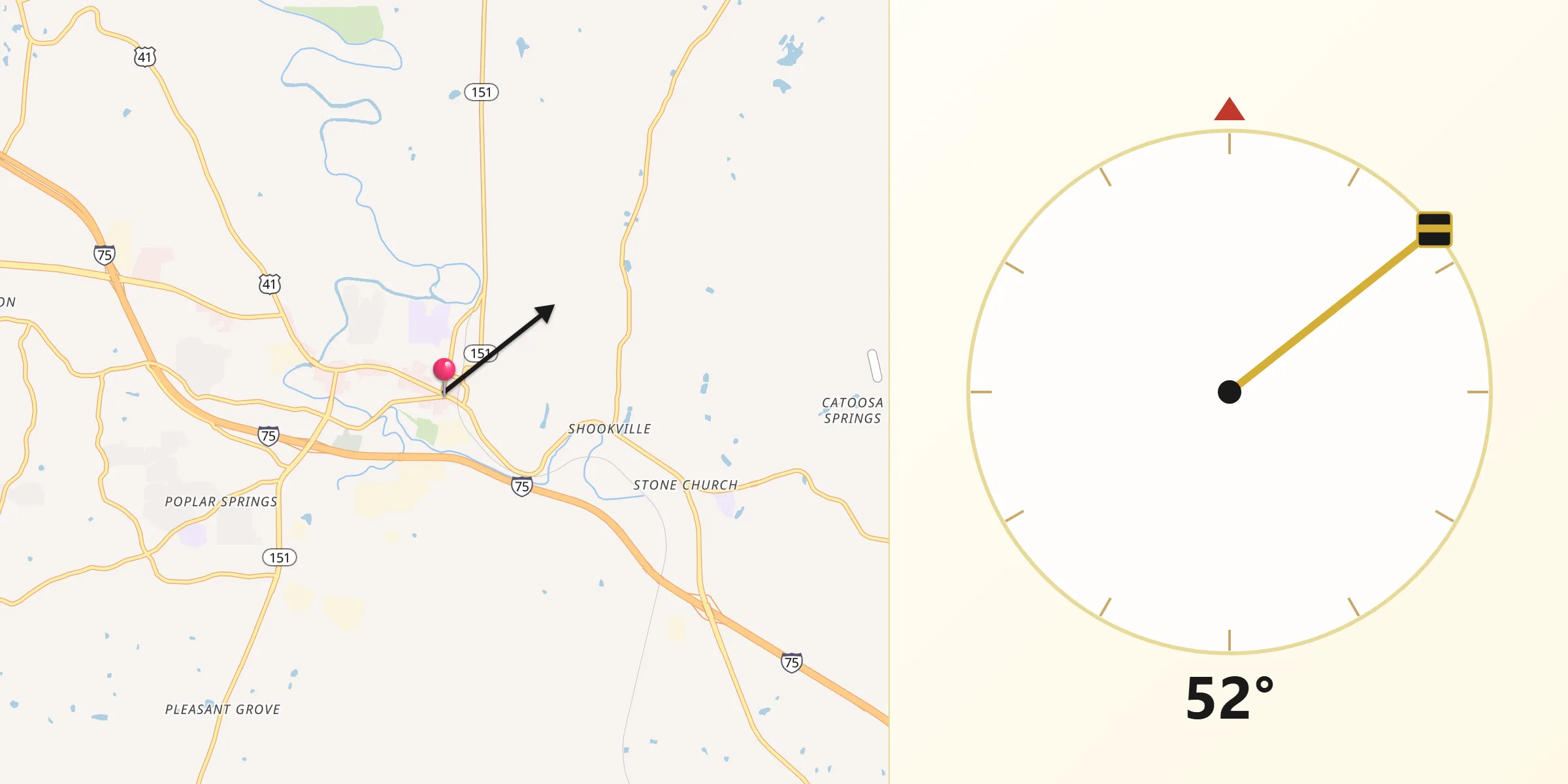 Qibla Direction from Ringgold
