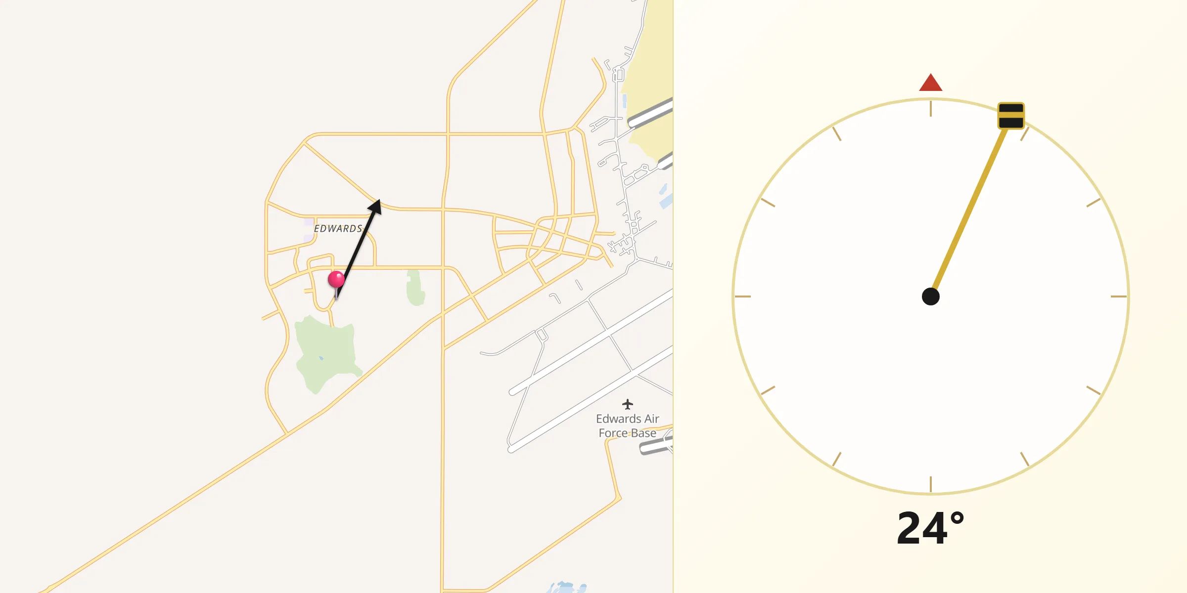 Qibla Direction from Edwards Air Force Base