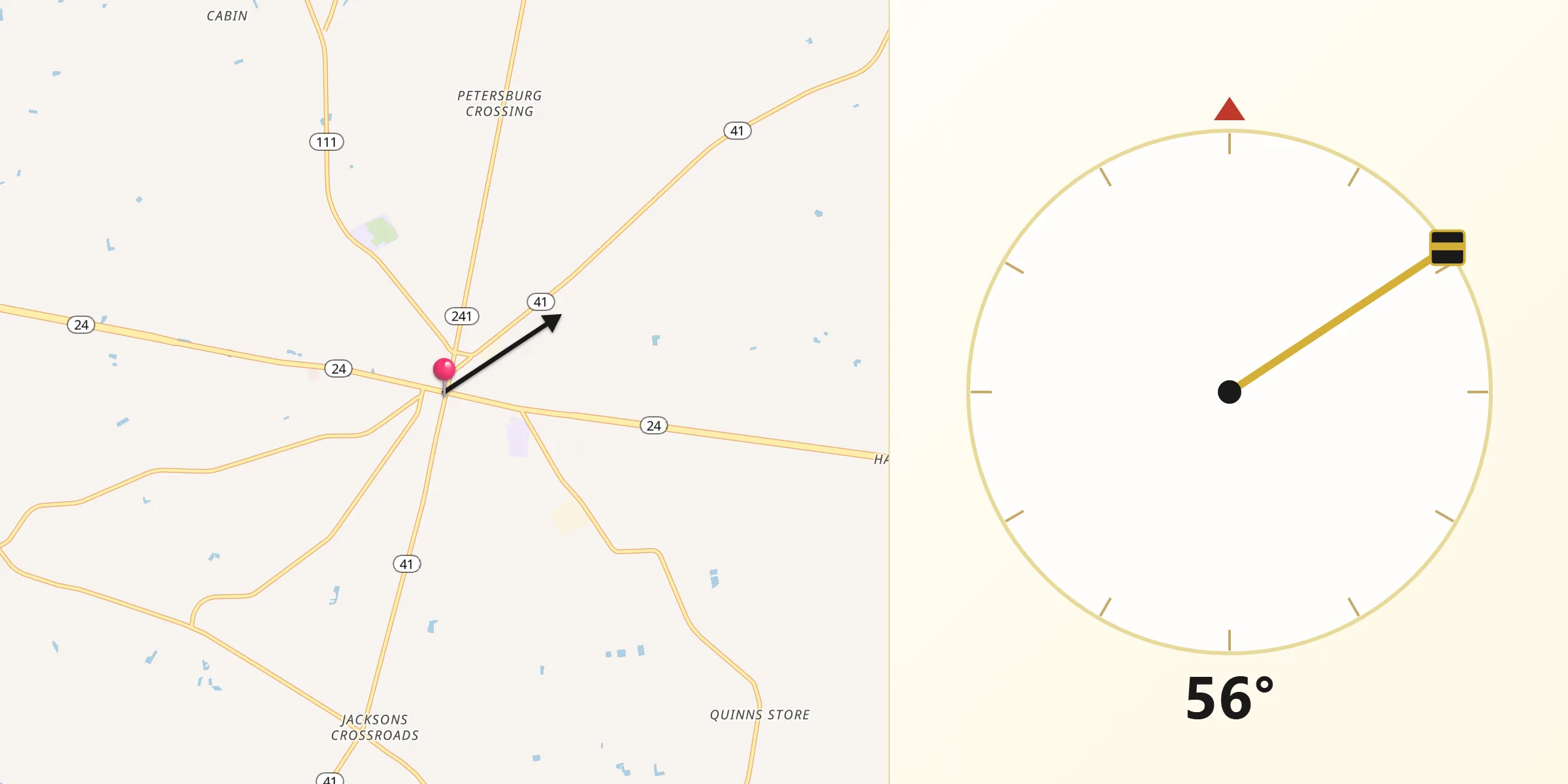Qibla Direction from Beulaville