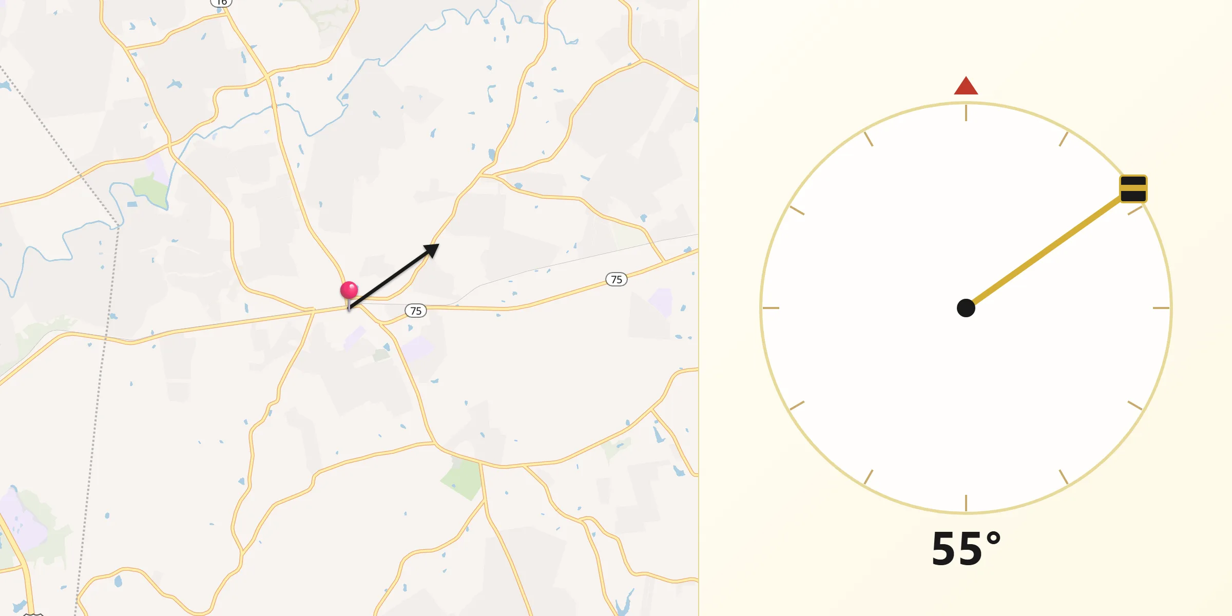 Qibla Direction from Waxhaw