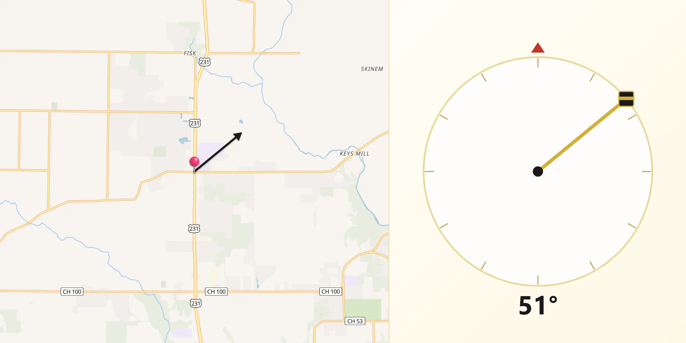 Qibla Direction from Hazel Green