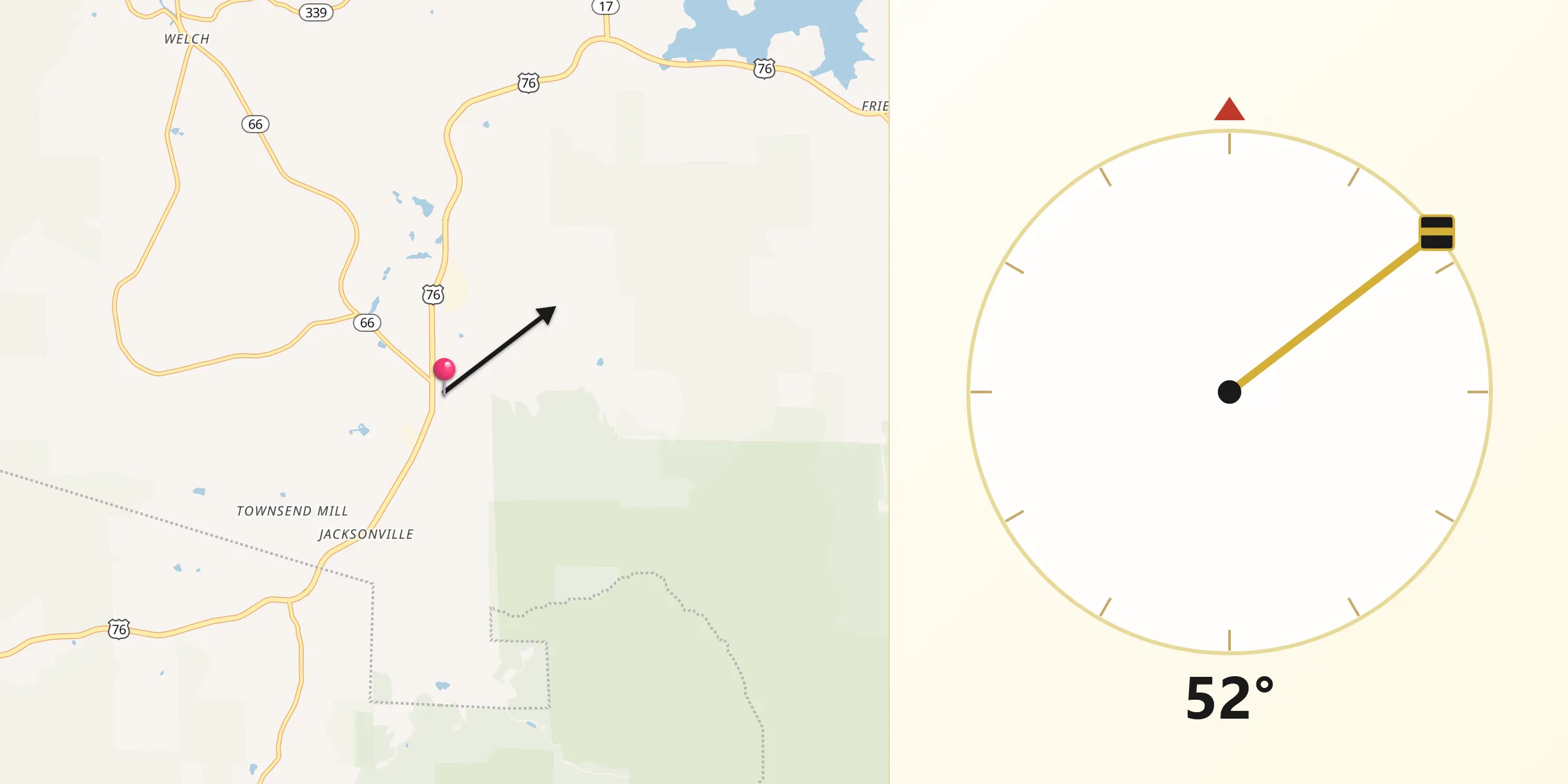 Qibla Direction from Young Harris