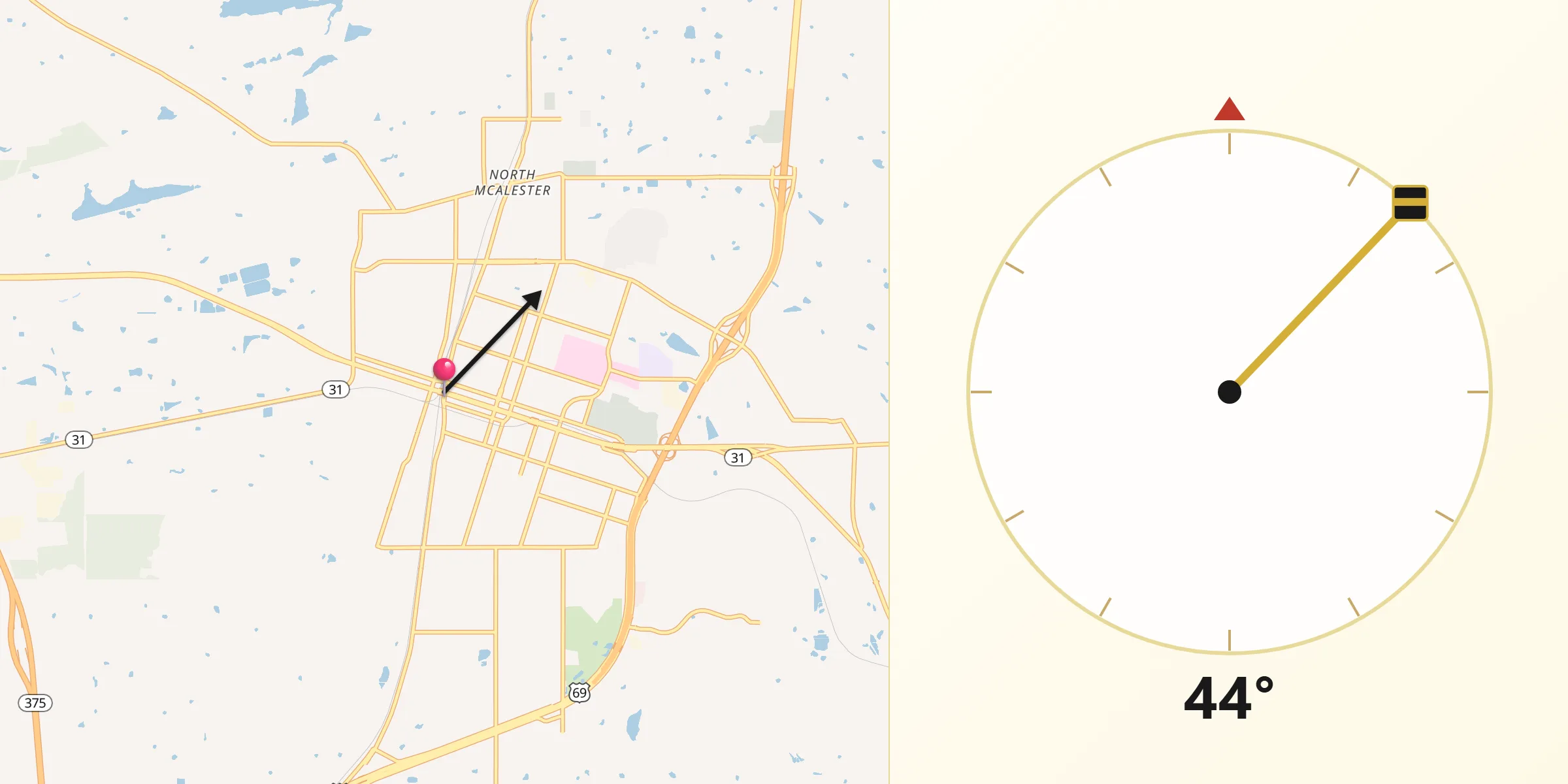 Qibla Direction from McAlester