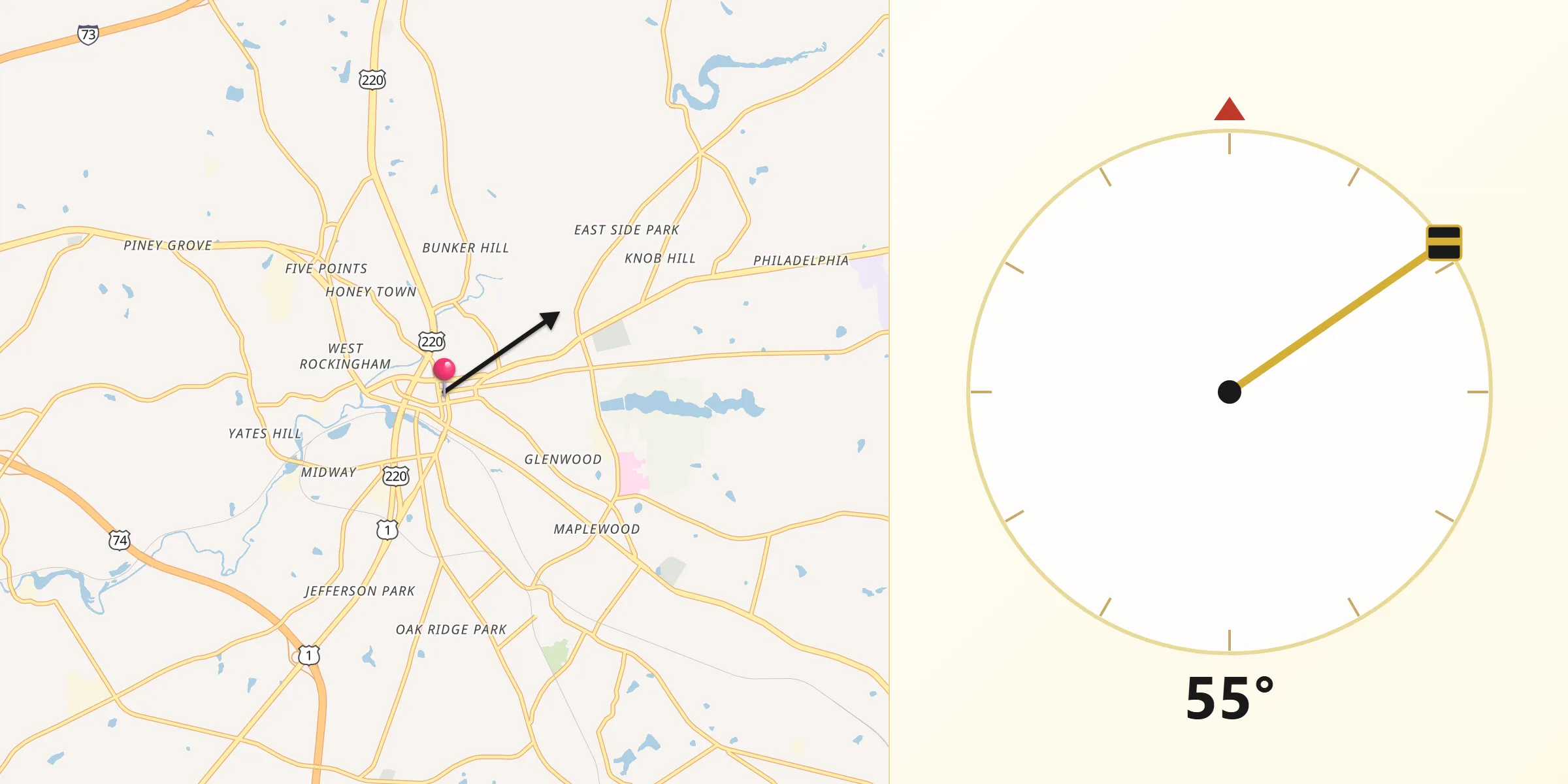 Qibla Direction from Rockingham