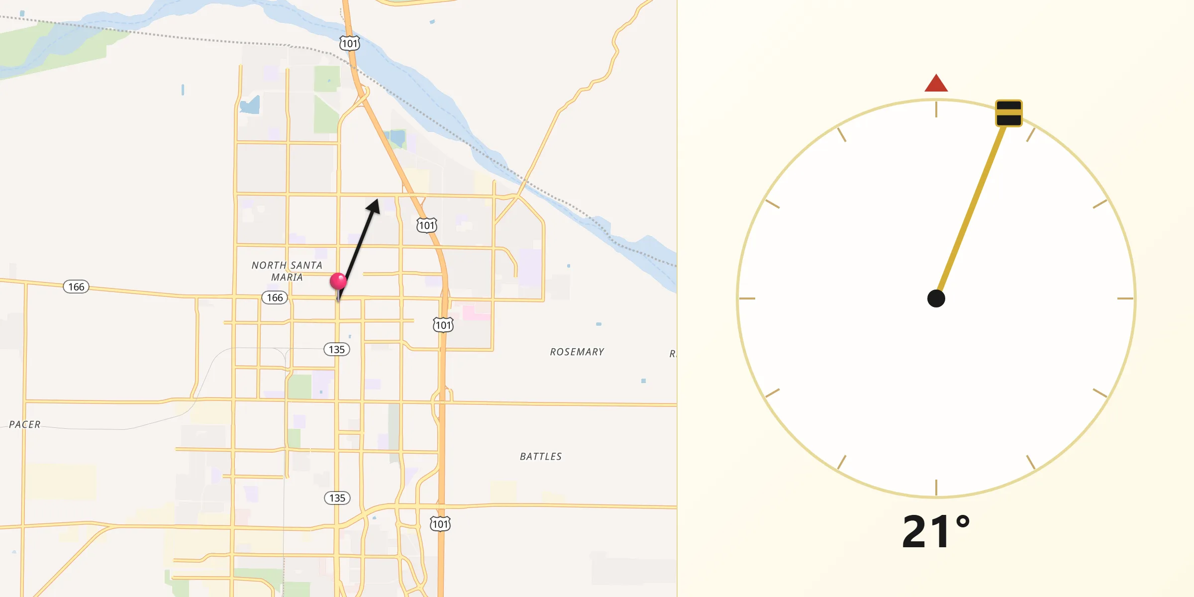 Qibla Direction from Santa Maria