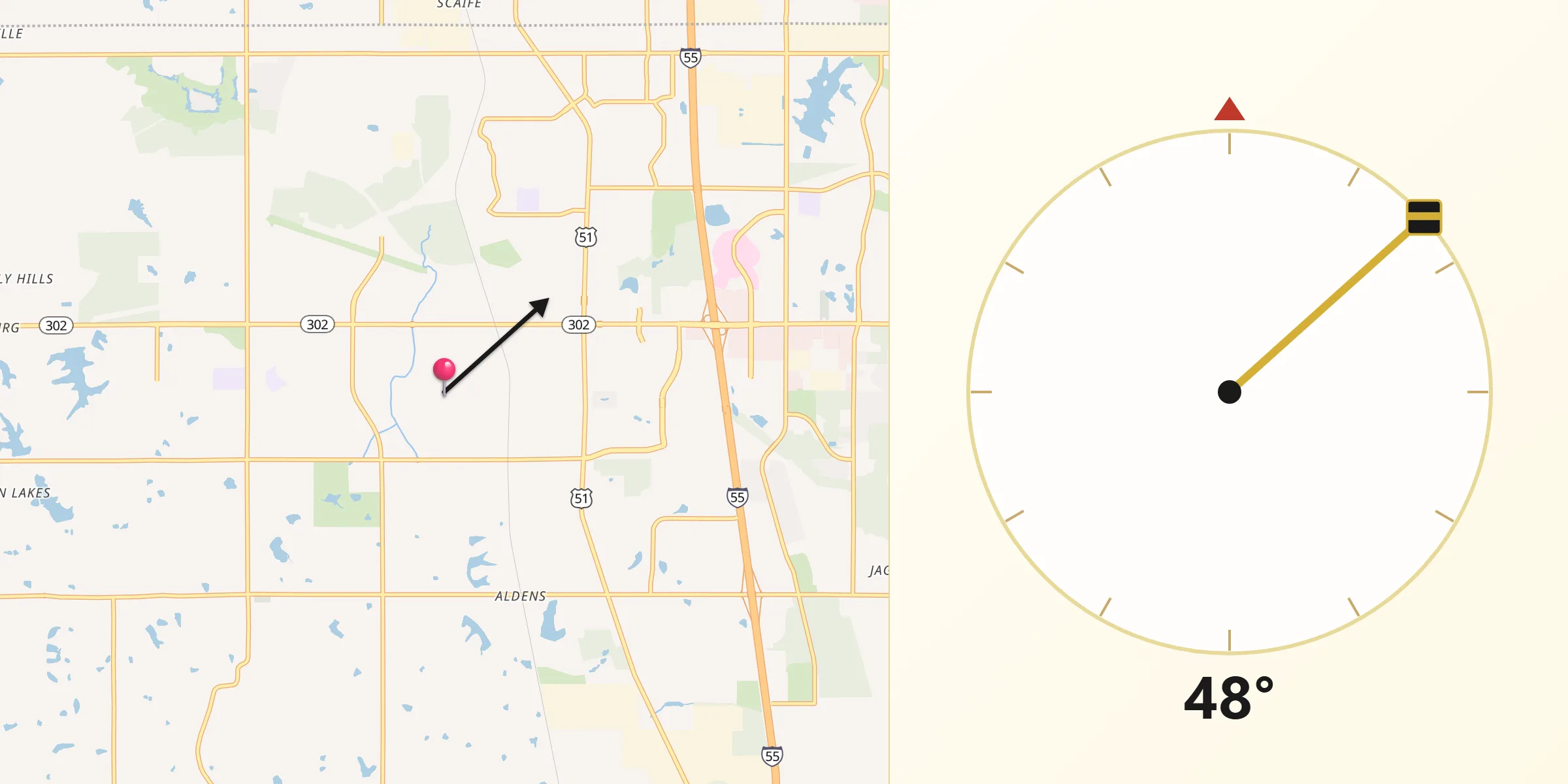 Qibla Direction from Horn Lake