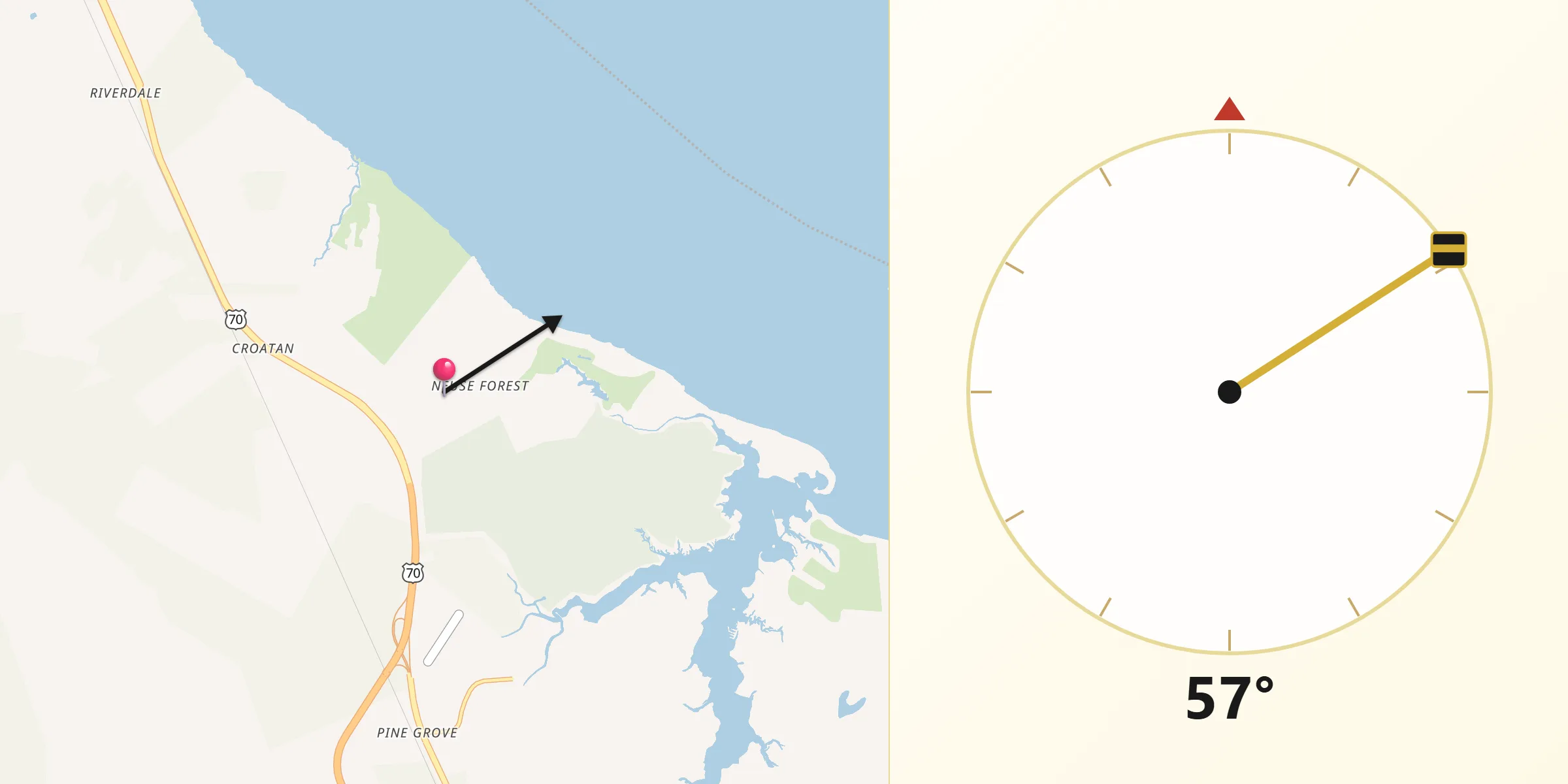 Qibla Direction from Neuse Forest