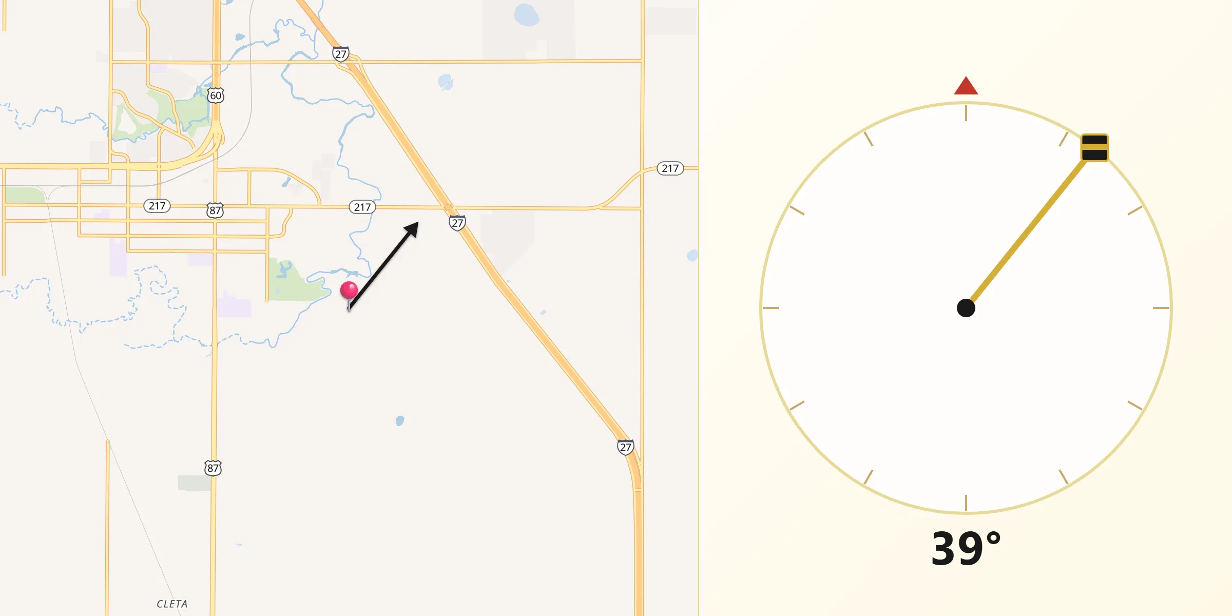 Qibla Direction from Randall