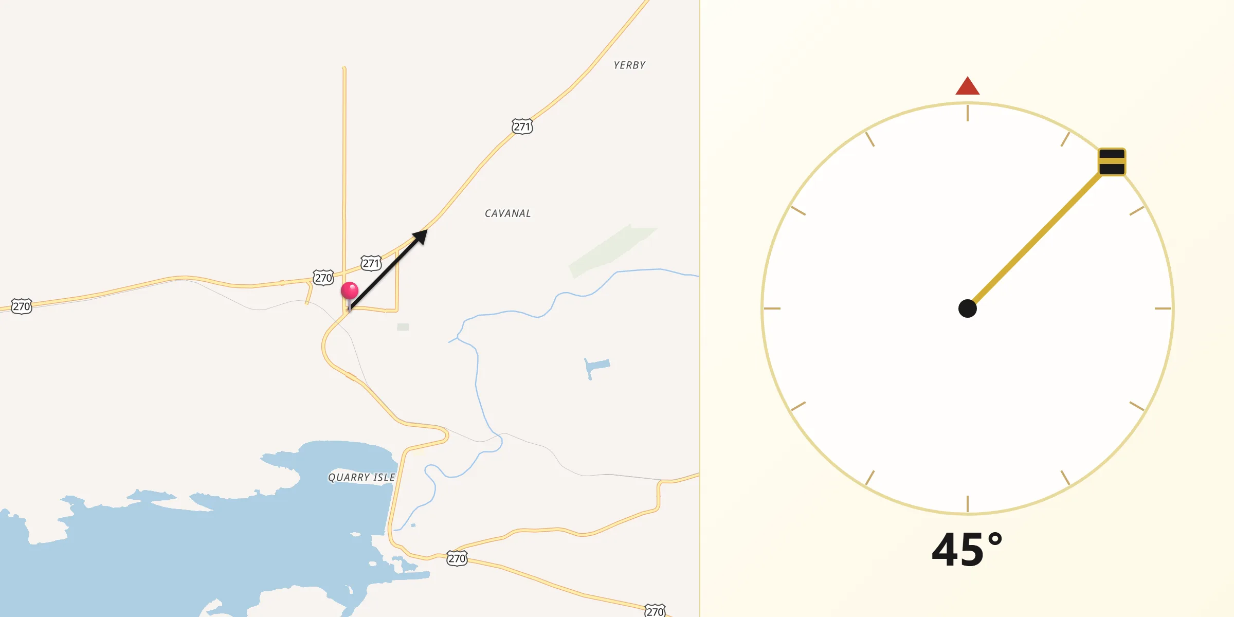 Qibla Direction from Wister