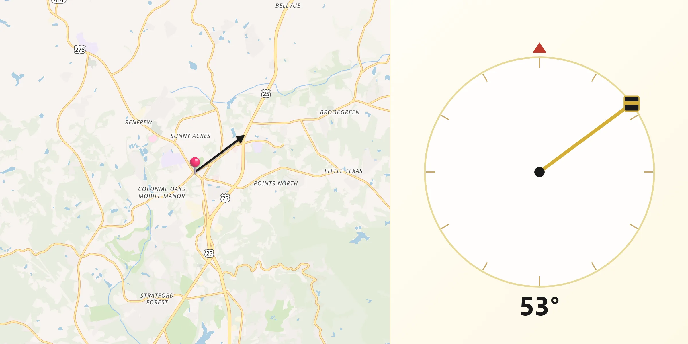 Qibla Direction from Travelers Rest