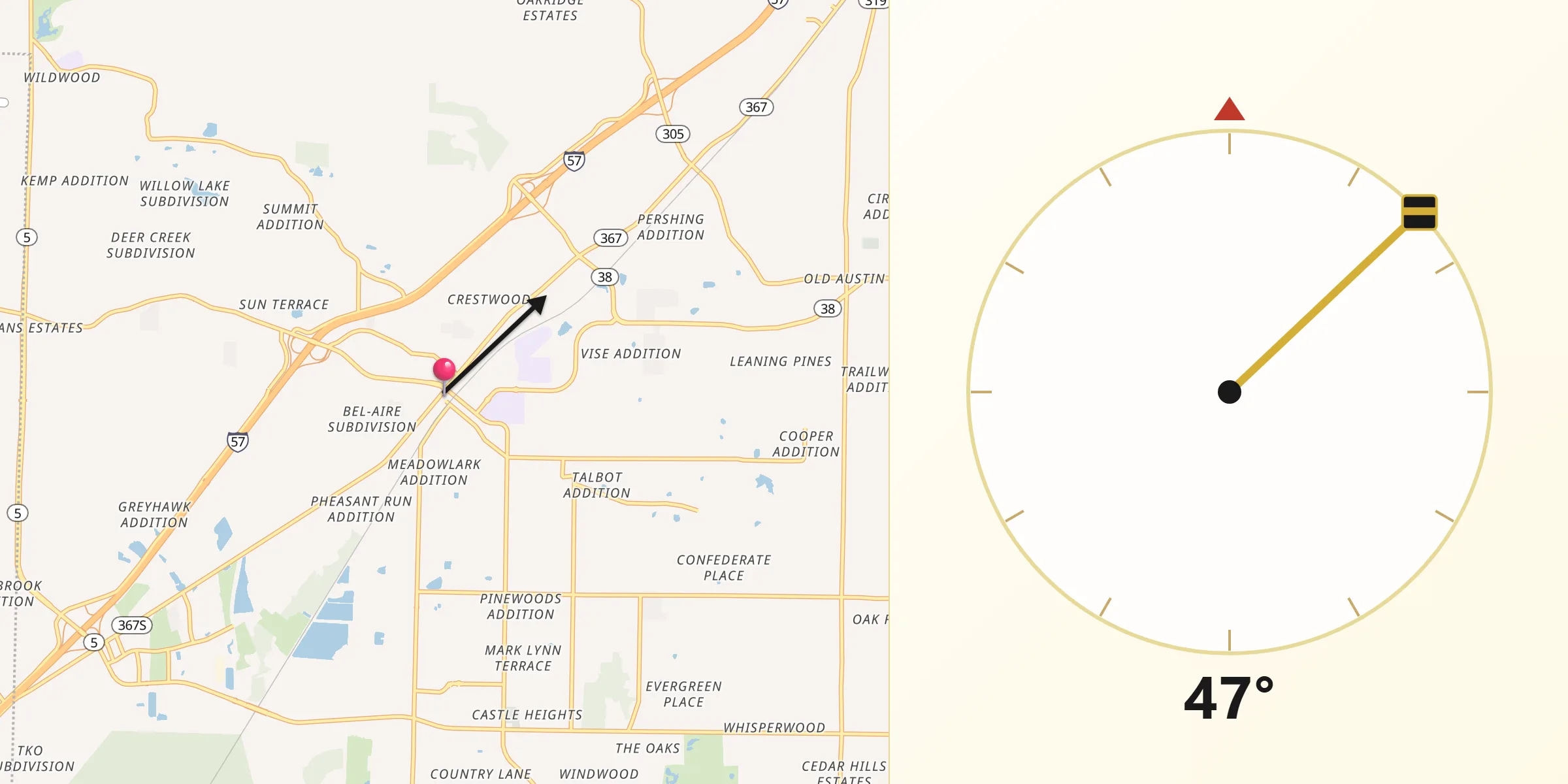 Qibla Direction from Cabot