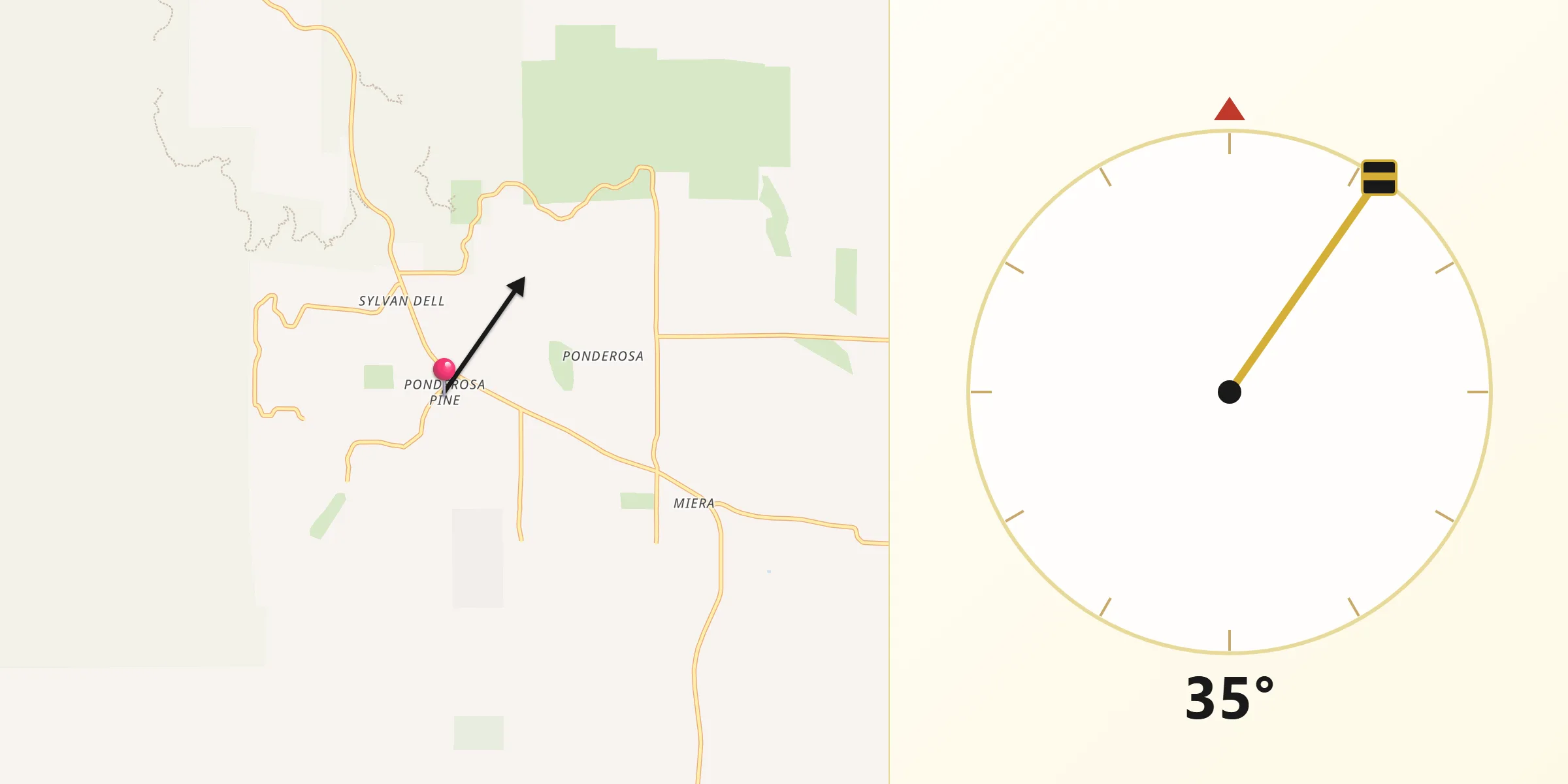 Qibla Direction from Ponderosa Pine